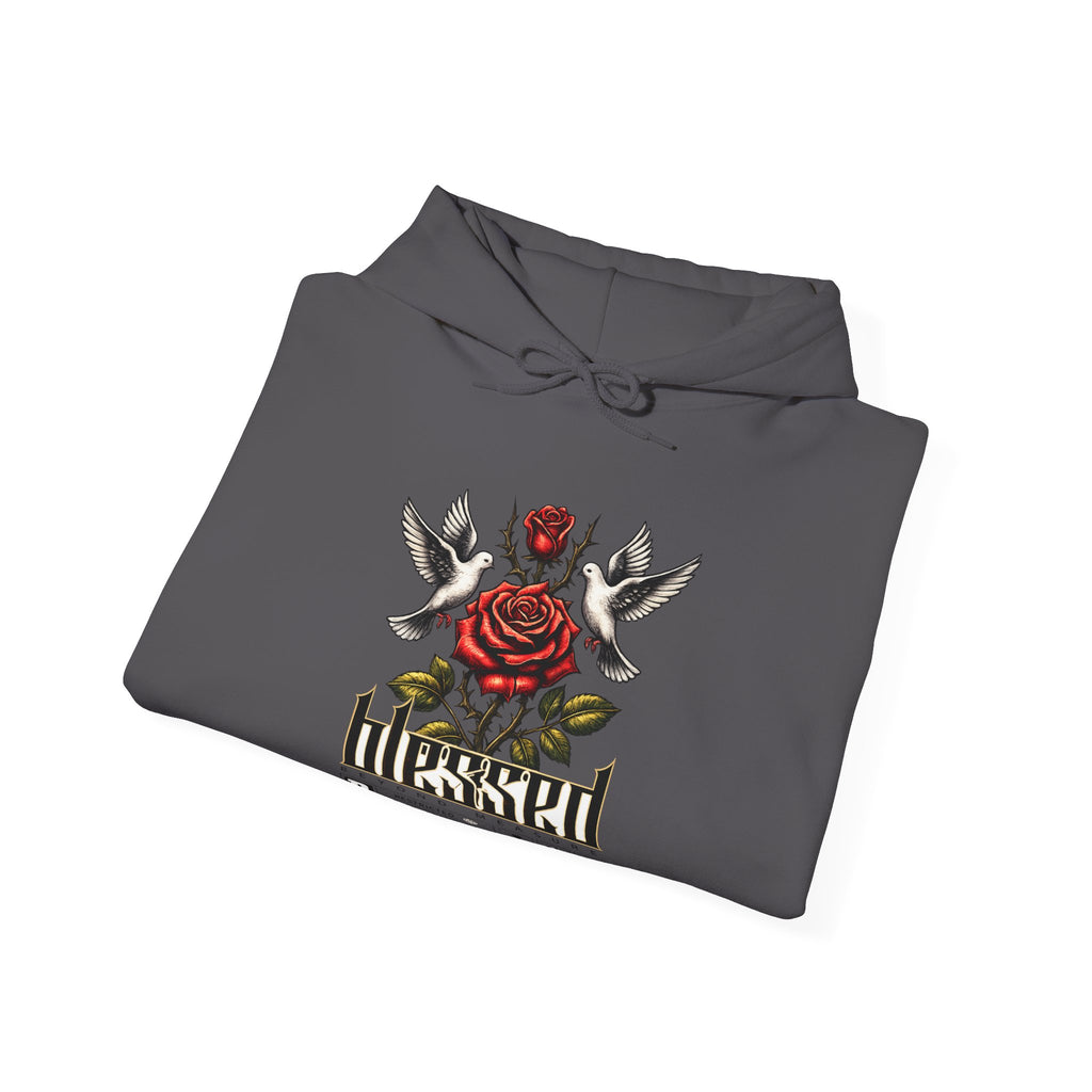 Blessed Rose Hoodie — Vintage Floral Faith Graphic Pullover