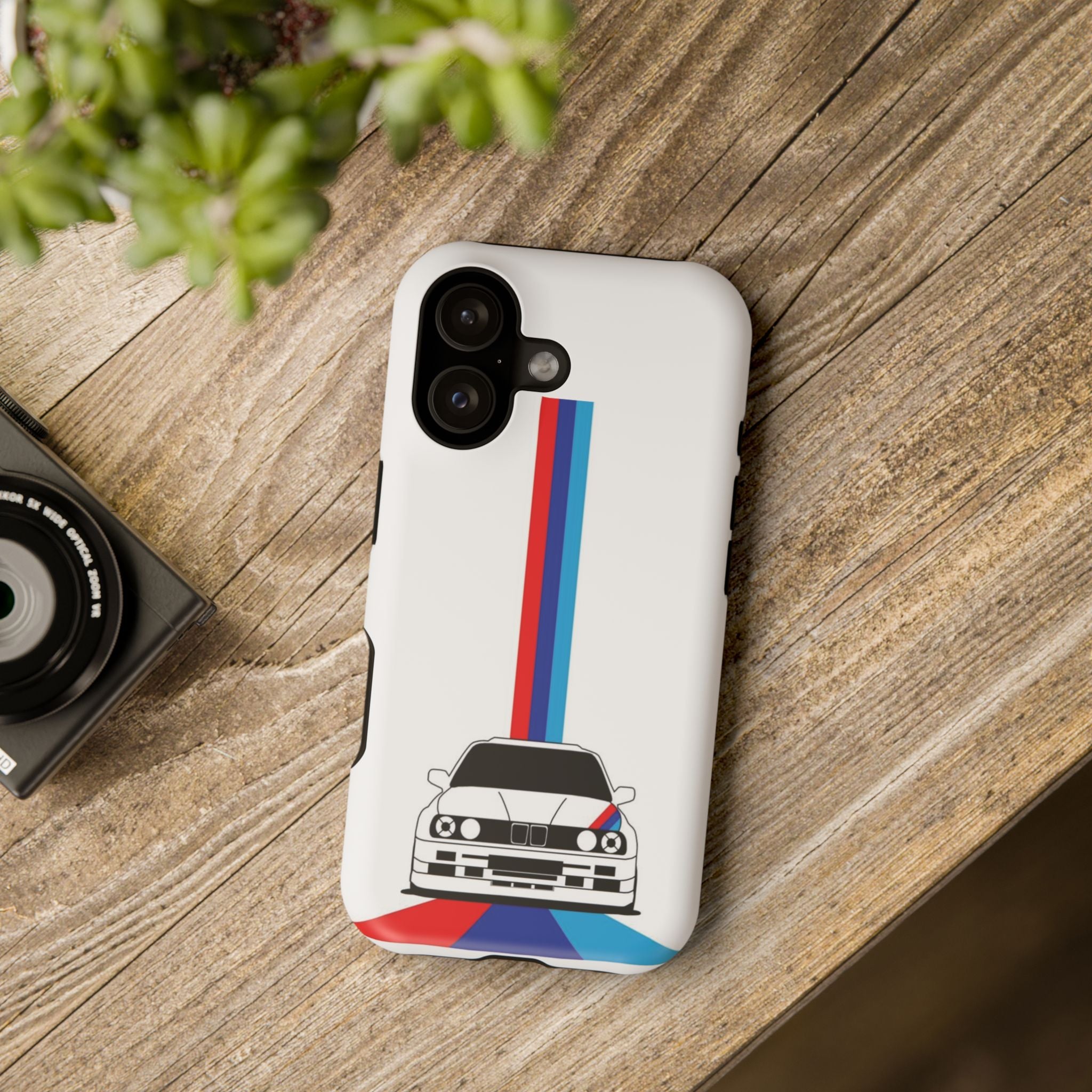 Phone Case — Retro Racing BMW Stripe Design (Impact-Resistant)
