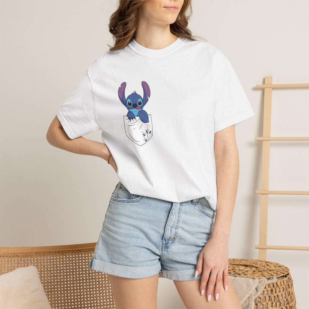 Funny Graphic T-Shirt — Pocket Stitch Character Front & “Oh Look! A Dumbass” Back Tee