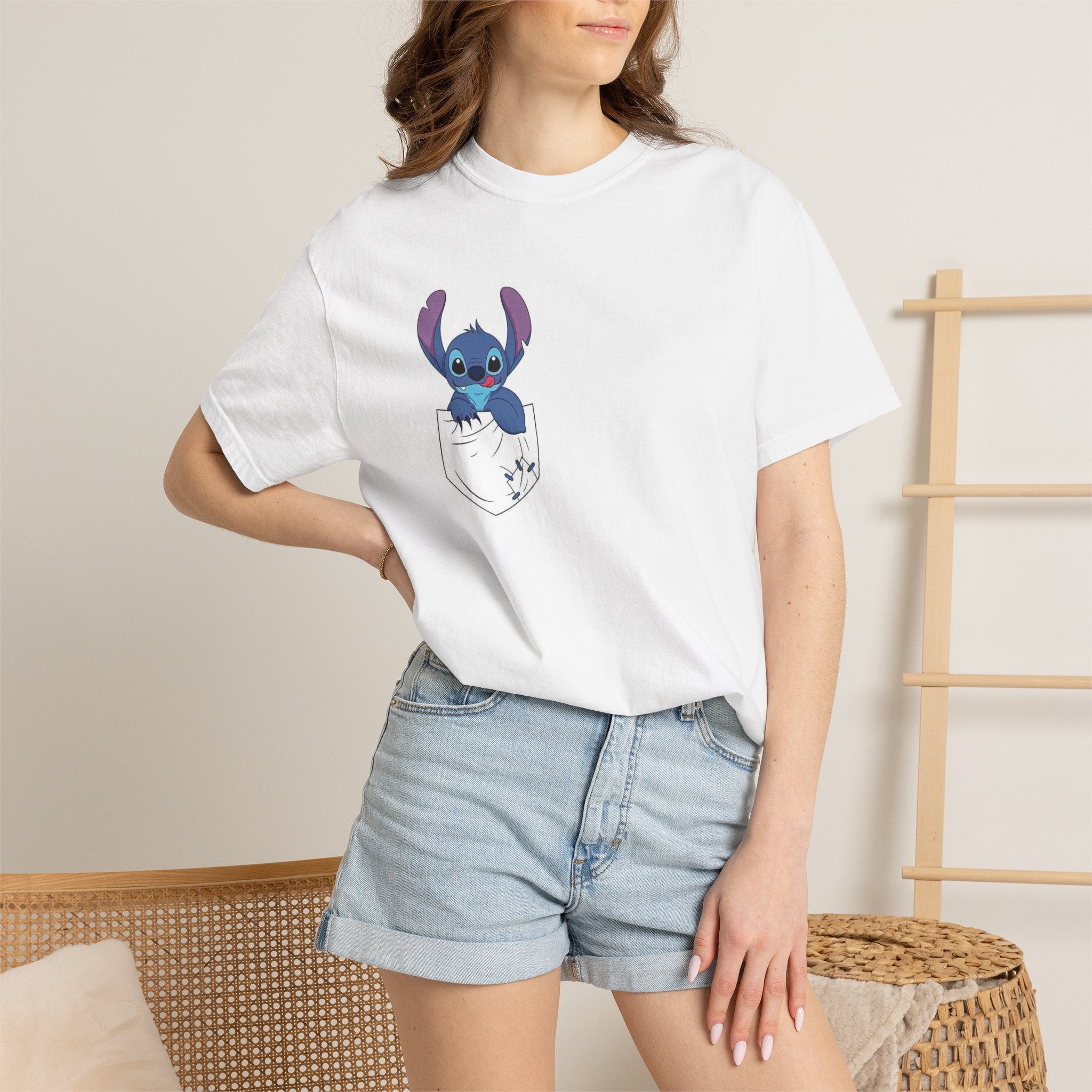 Funny Graphic T-Shirt — Pocket Stitch Character Front & “Oh Look! A Dumbass” Back Tee
