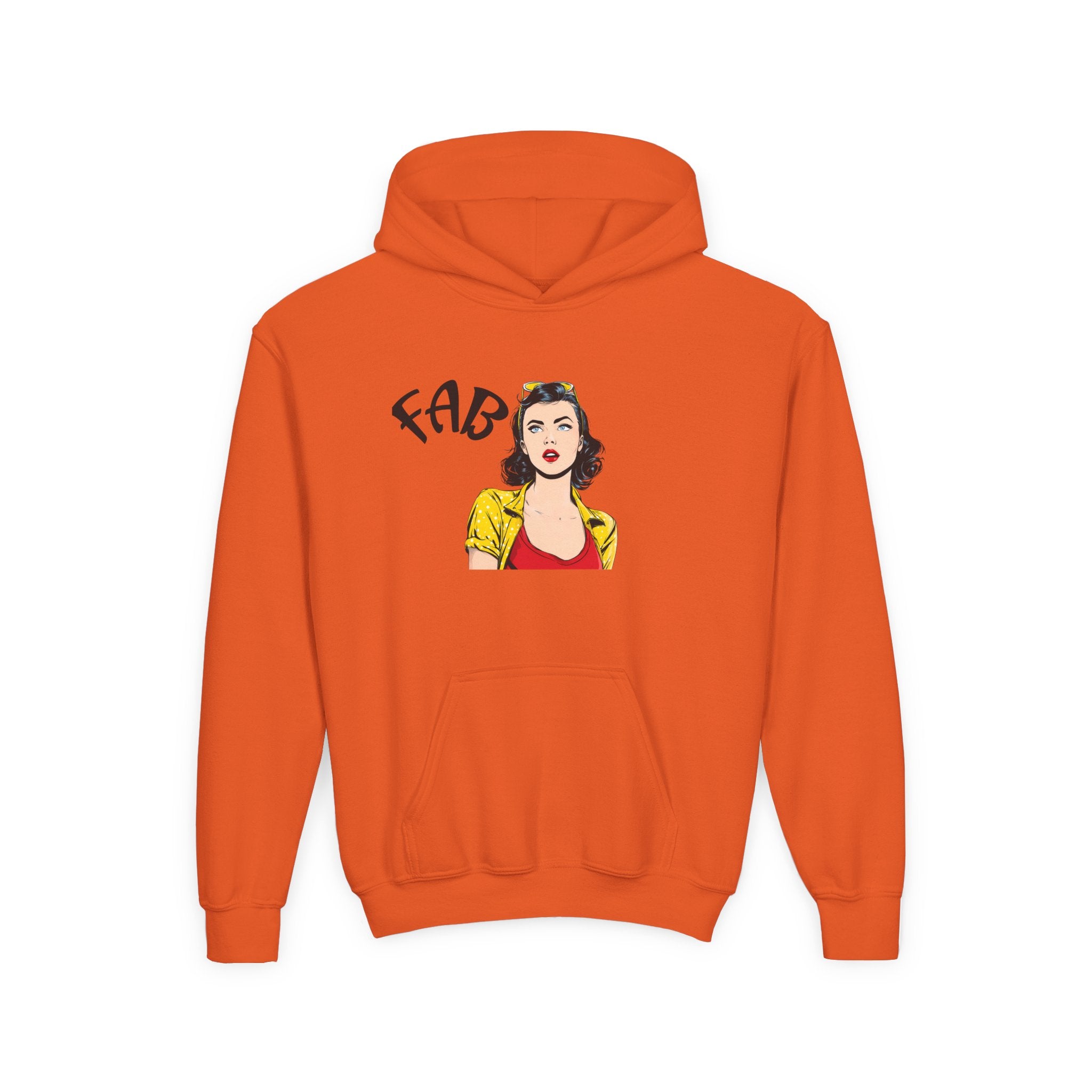 Fab Retro Pop Art Youth Hoodie — 'FAB' Vintage Comic Girl Sweatshirt
