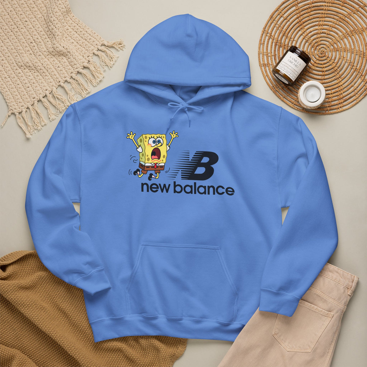 SpongeBob x New Balance Graphic Hoodie — Retro Cartoon Logo Pullover