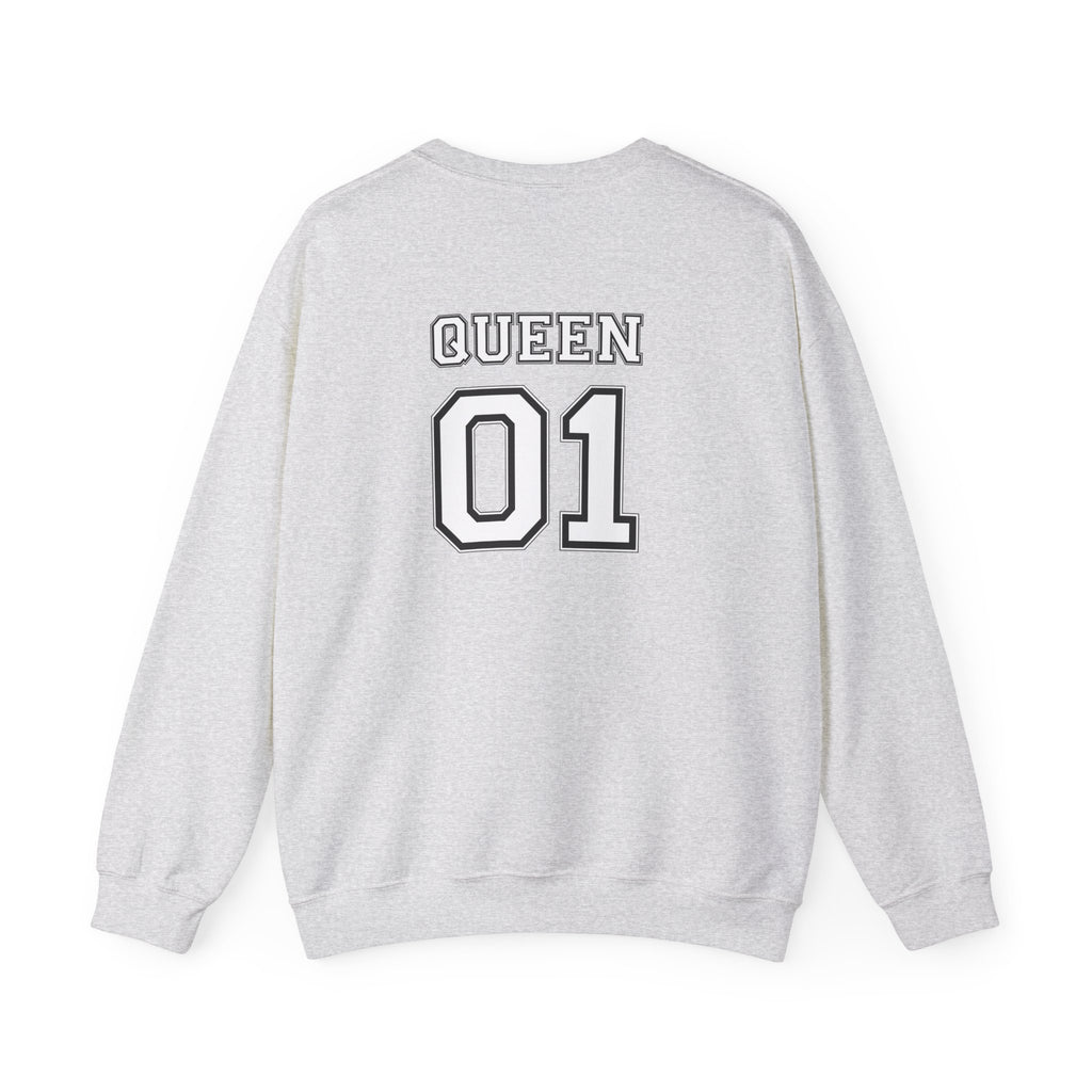 Queen Sweatshirt — 'Queen 01' Crewneck for Women (Regal Card Design)