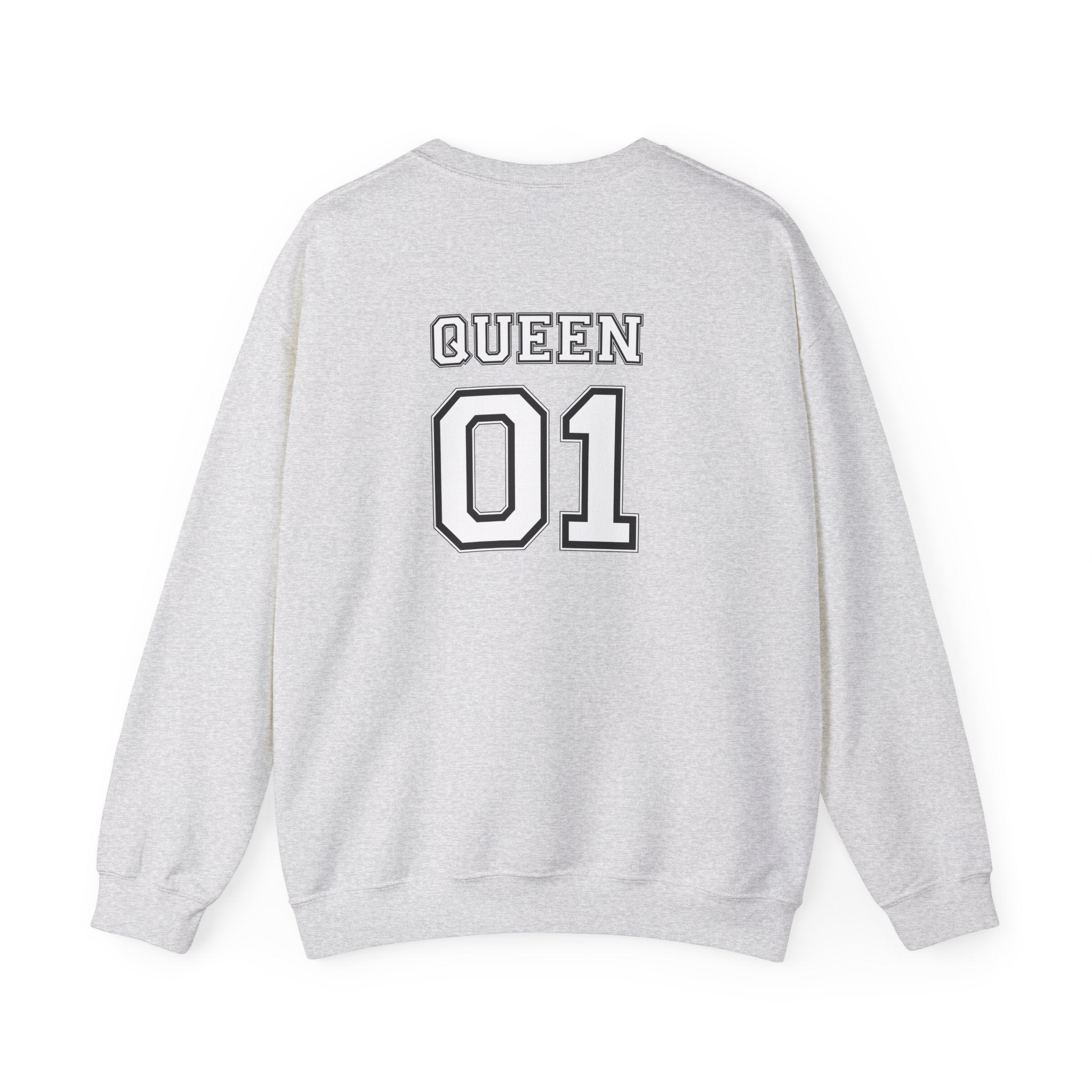 Queen Sweatshirt — 'Queen 01' Crewneck for Women (Regal Card Design)