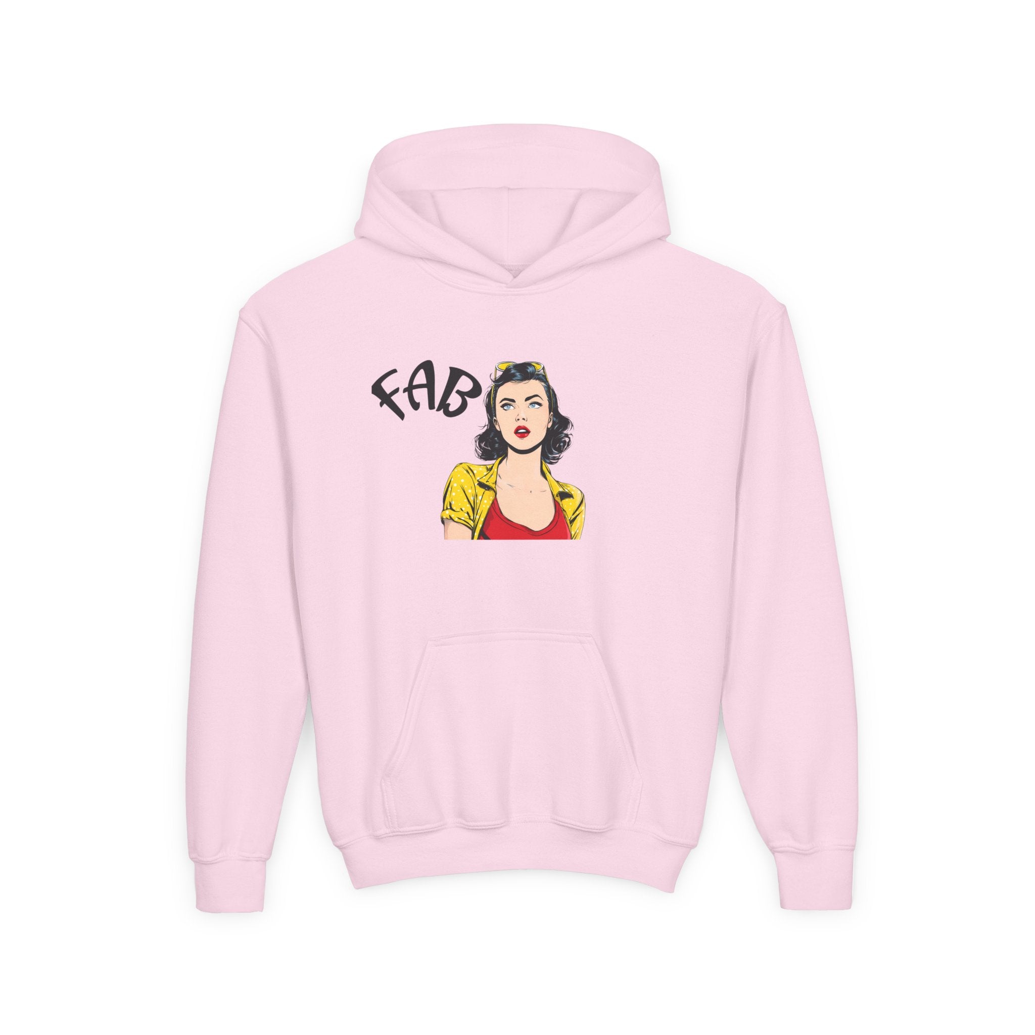 Fab Retro Pop Art Youth Hoodie — 'FAB' Vintage Comic Girl Sweatshirt