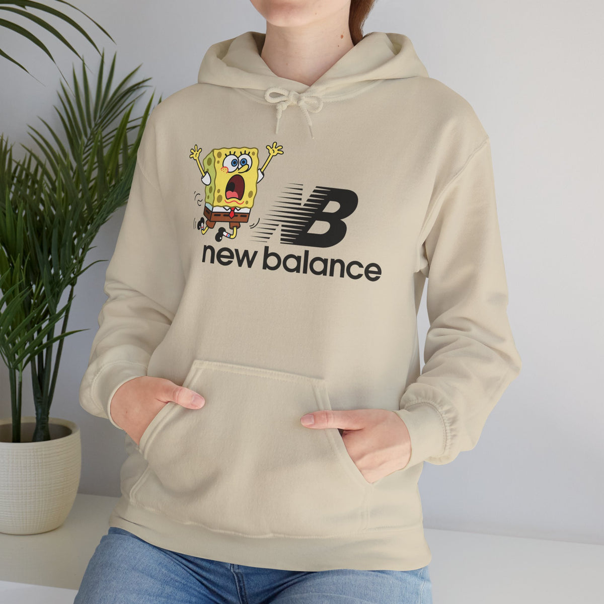 SpongeBob x New Balance Graphic Hoodie — Retro Cartoon Logo Pullover