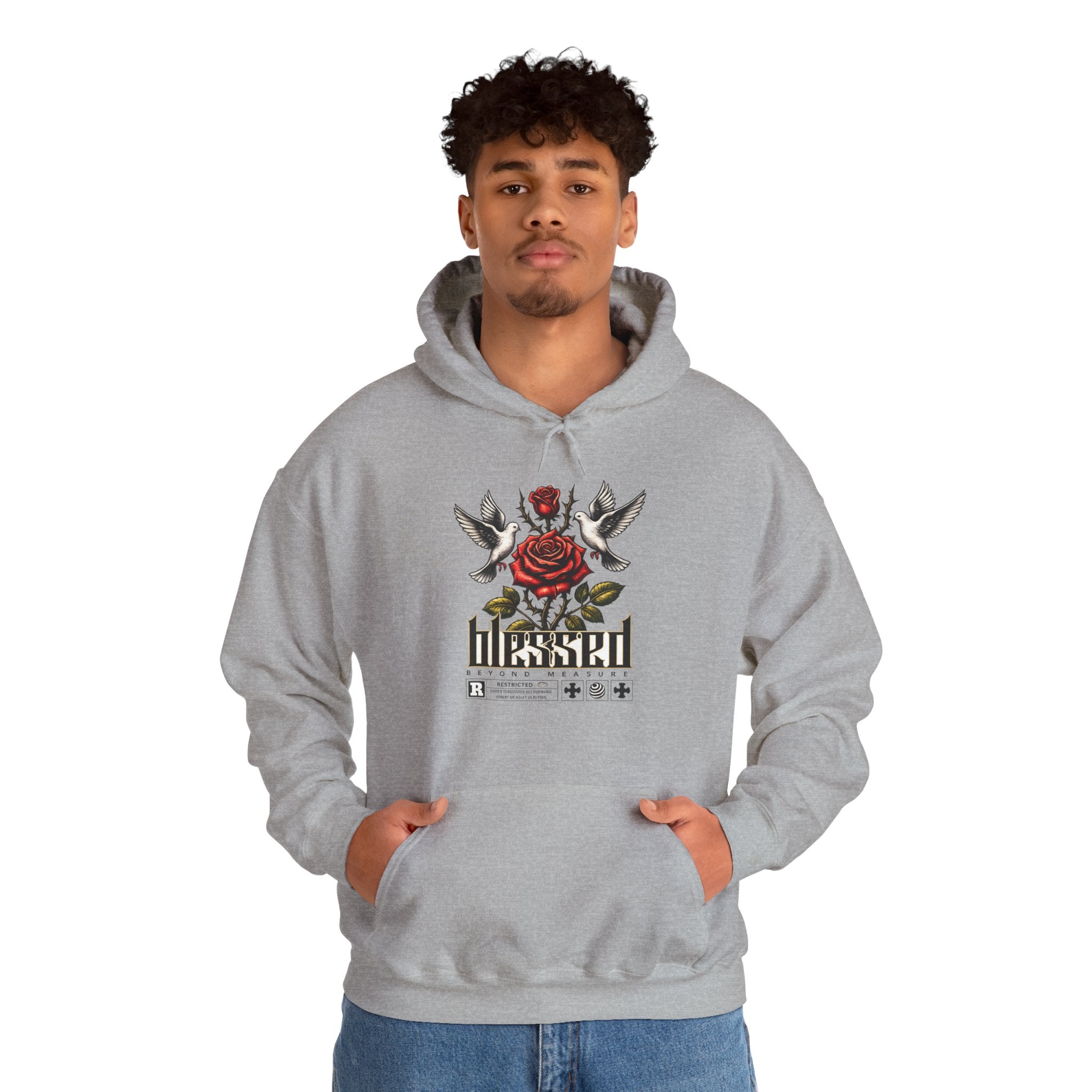 Blessed Rose Hoodie — Vintage Floral Faith Graphic Pullover