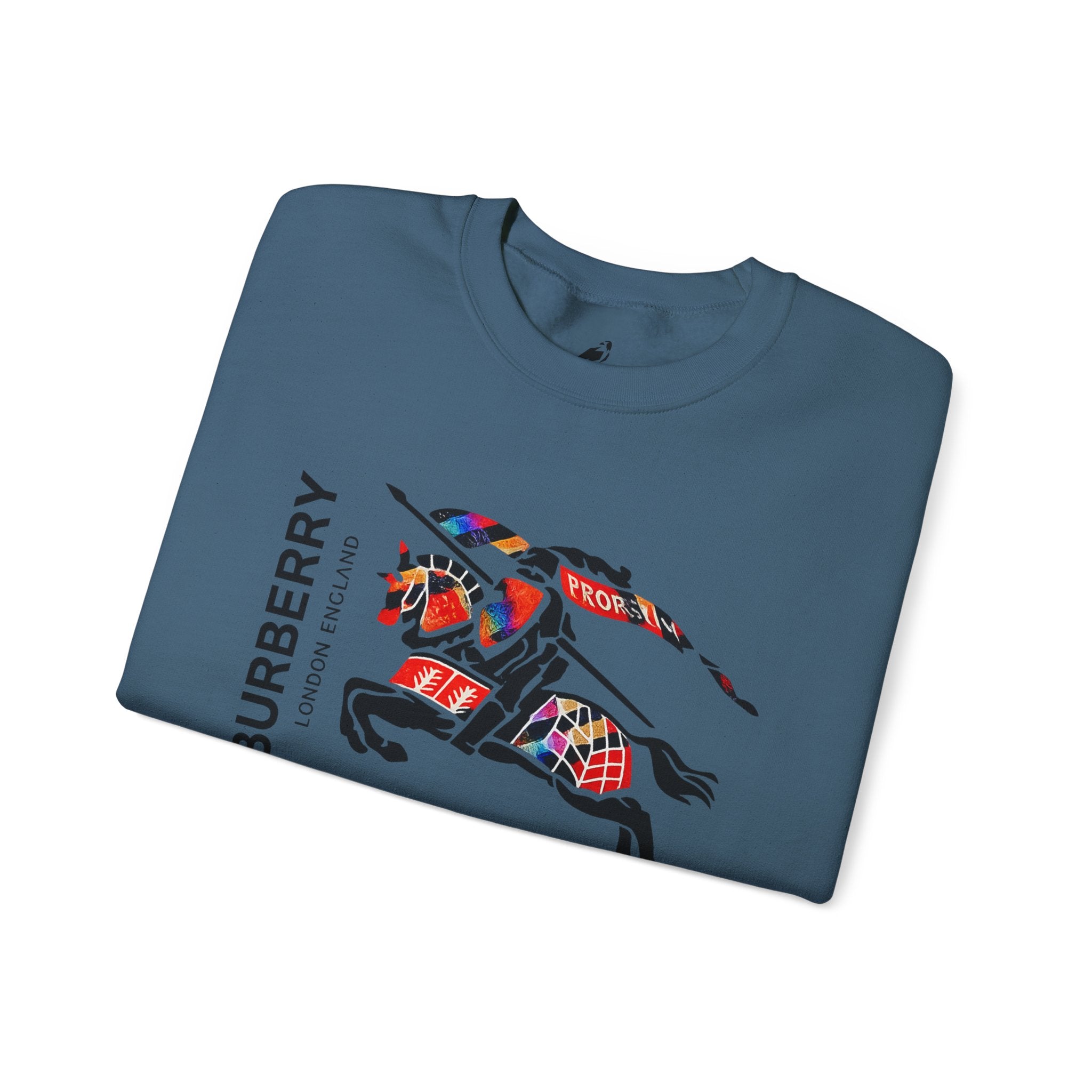 Crewneck Sweatshirt — Vintage Burbury Plaid Knight Graphic