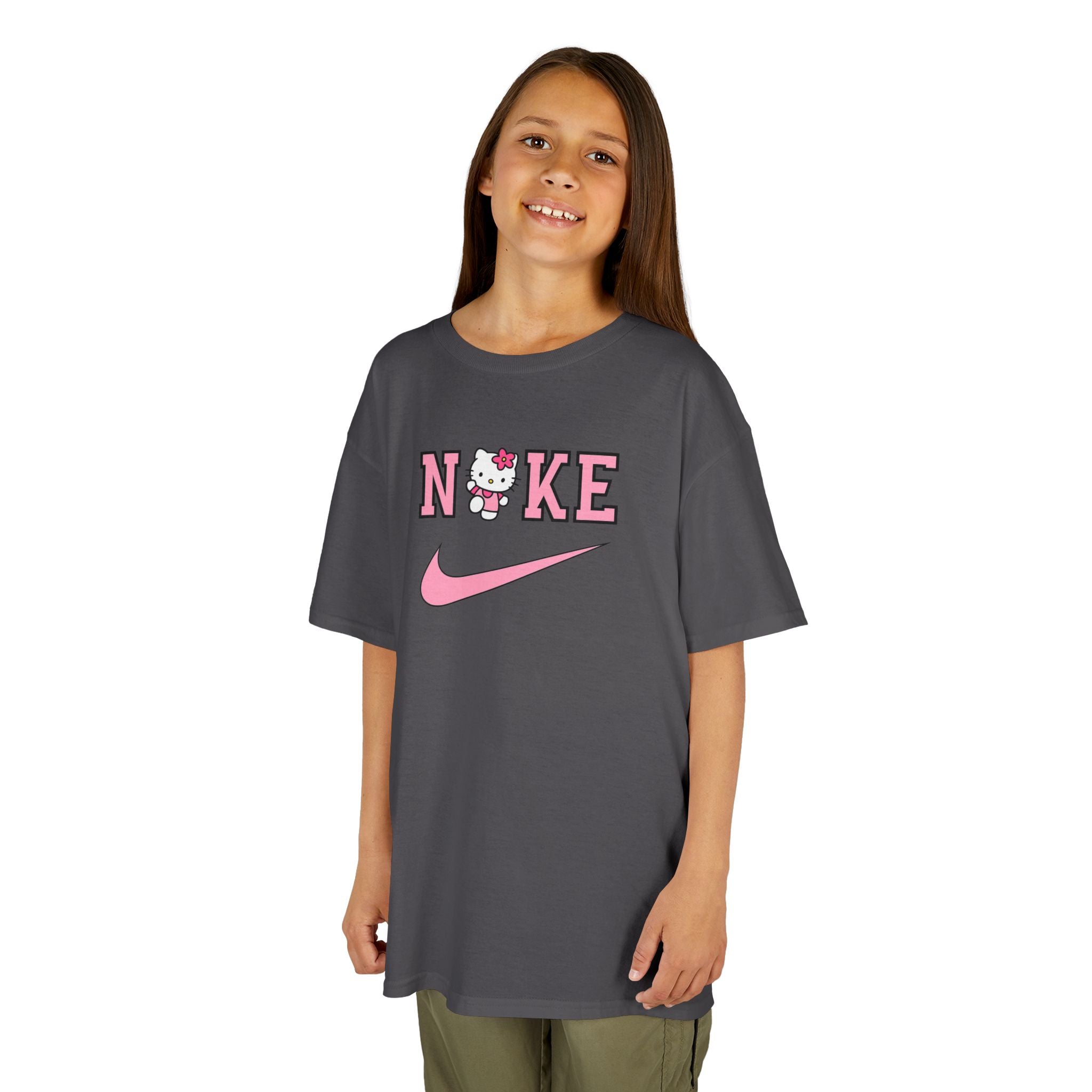 Kids T‑Shirt — Pink 'NIKE' Kitty Logo Tee