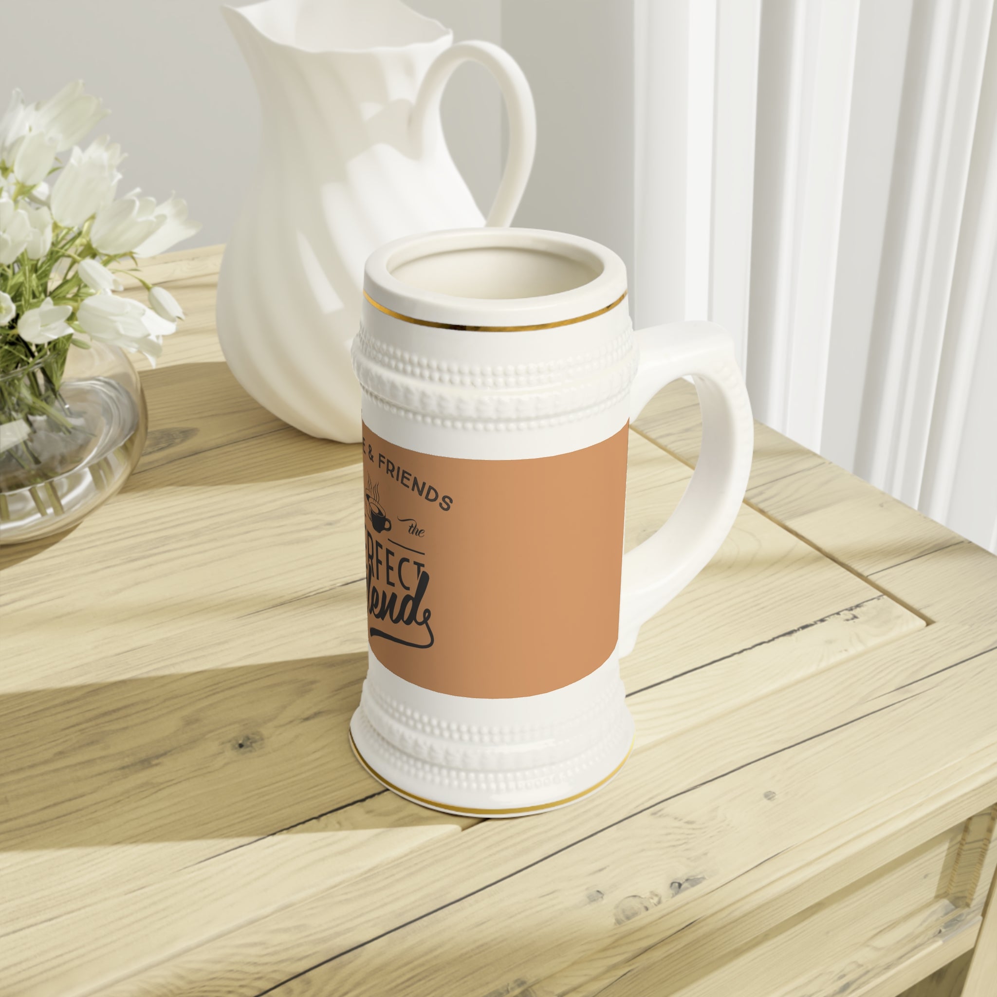 Perfect Blend Stein Mug — Coffee & Friends Ceramic Beer Stein