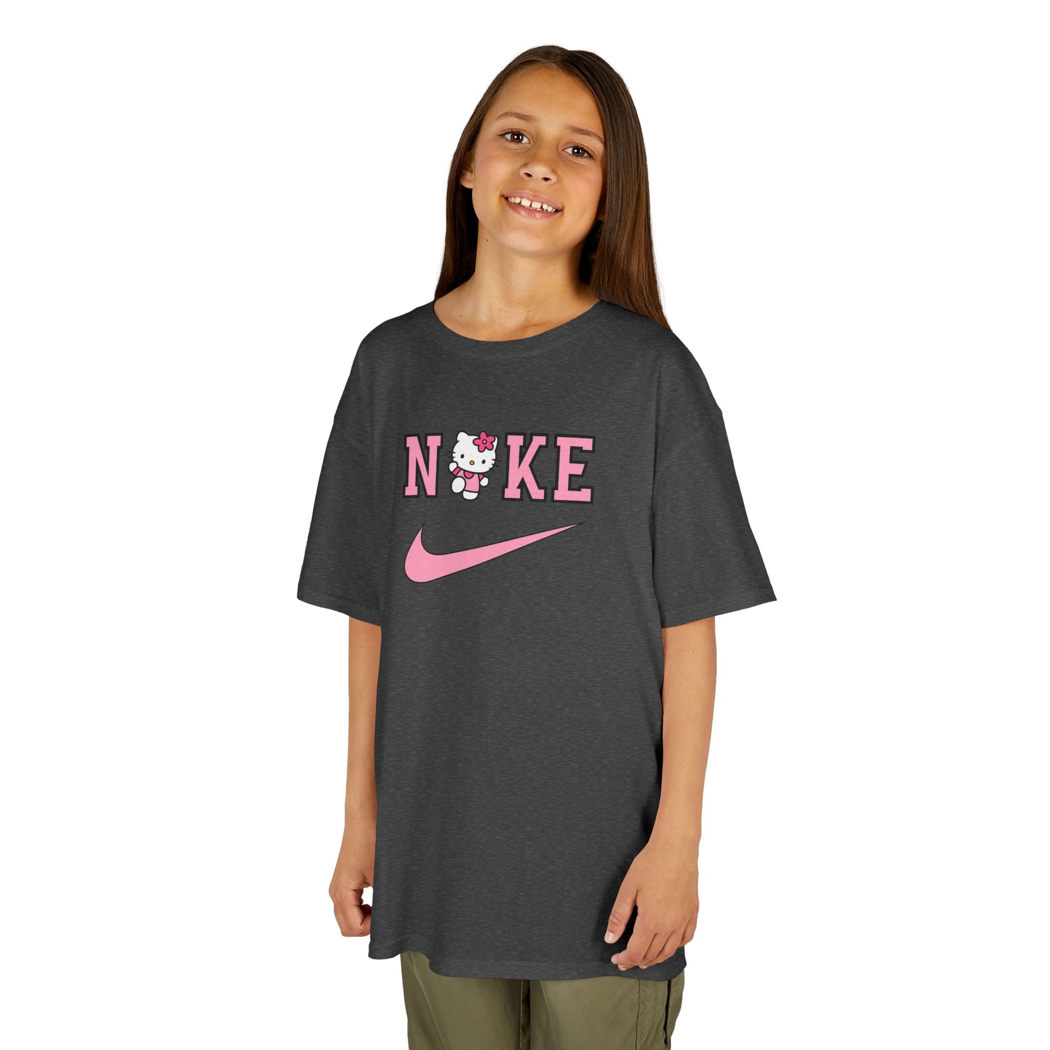 Kids T‑Shirt — Pink 'NIKE' Kitty Logo Tee