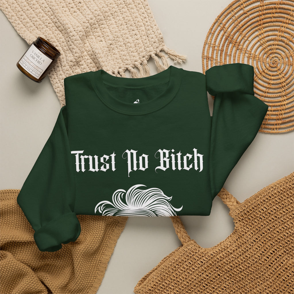 'Trust No Bitch' Graphic Sweatshirt — Gothic Demon Girl Crewneck