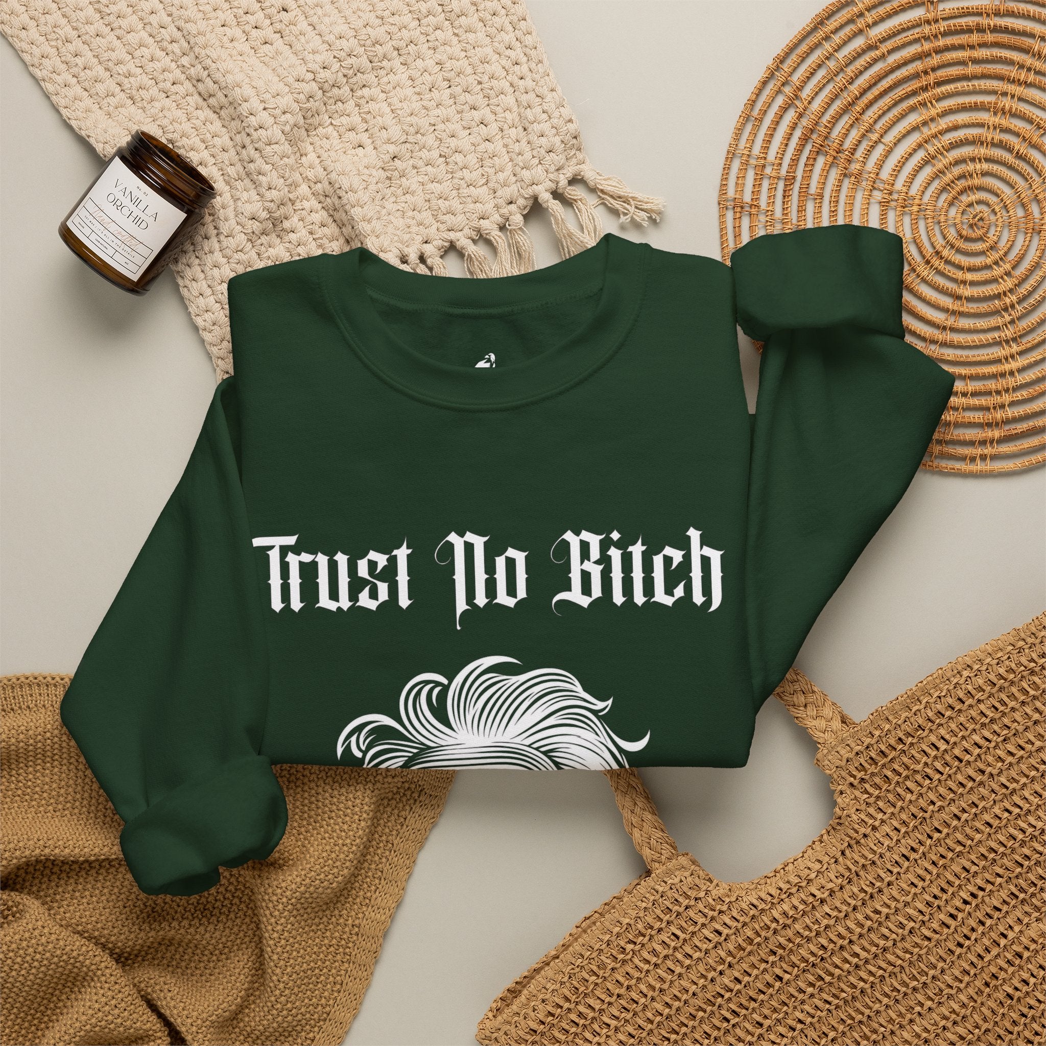 'Trust No Bitch' Graphic Sweatshirt — Gothic Demon Girl Crewneck