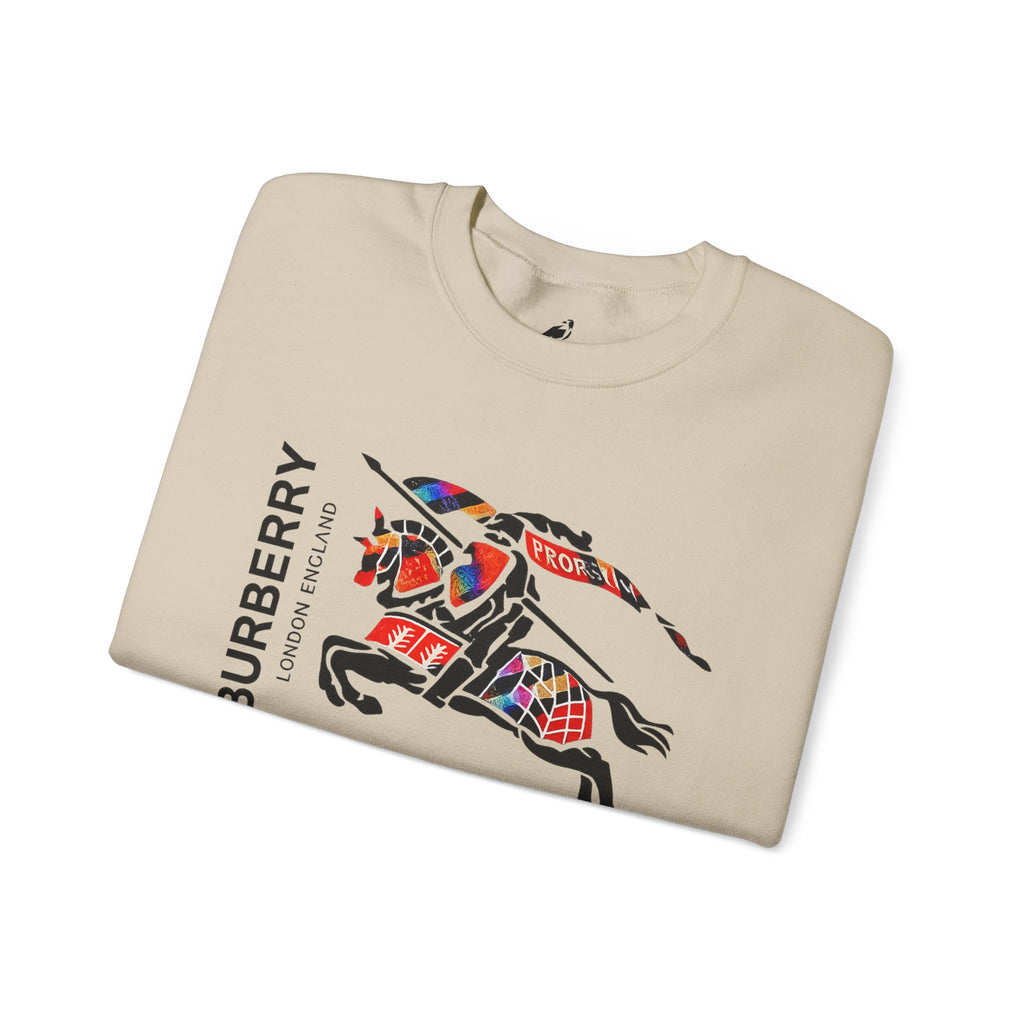 Crewneck Sweatshirt — Vintage Burbury Plaid Knight Graphic