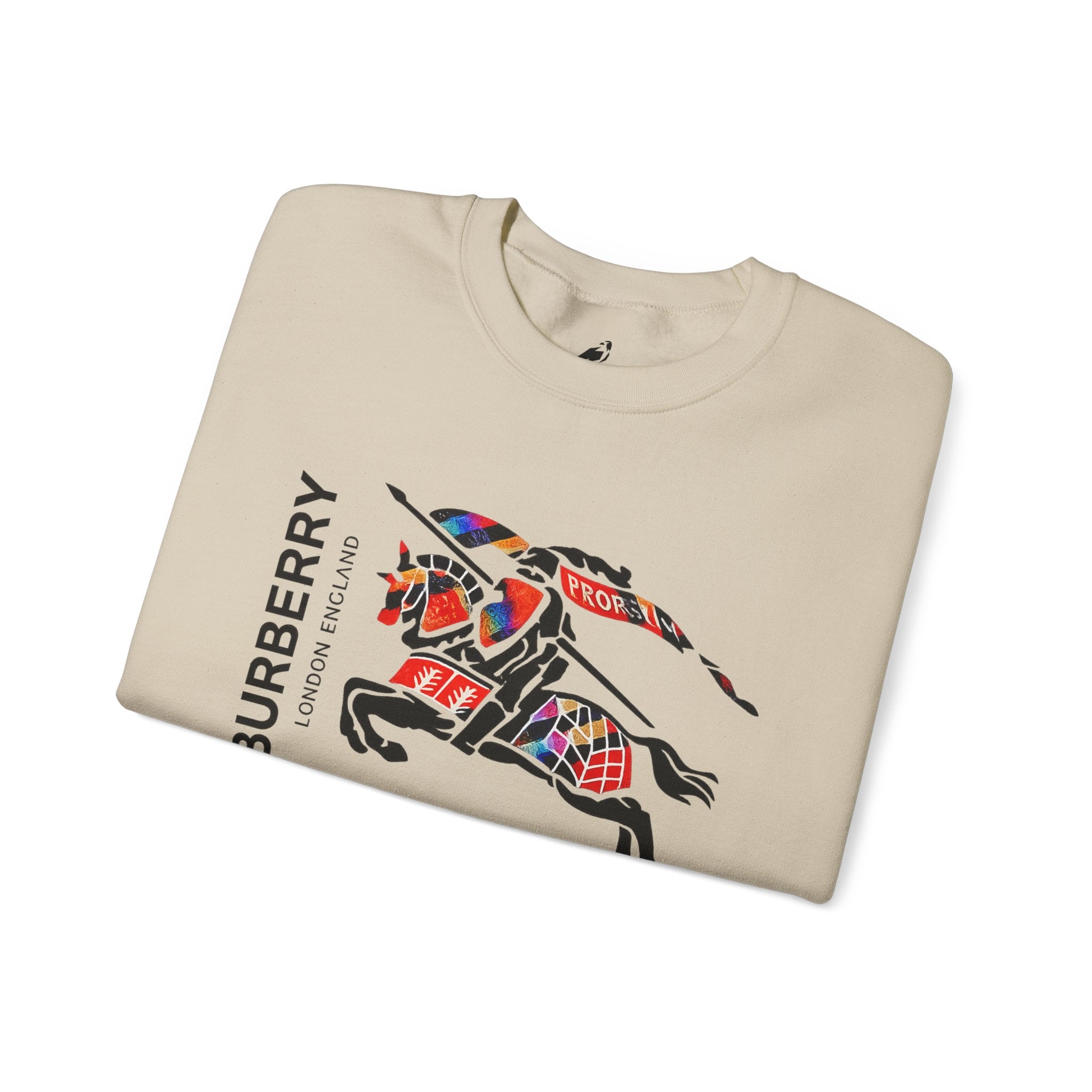 Crewneck Sweatshirt — Vintage Burbury Plaid Knight Graphic