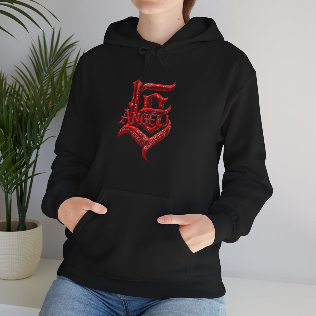Angel Hoodie — Gothic Red Lettering Streetwear Hoodie