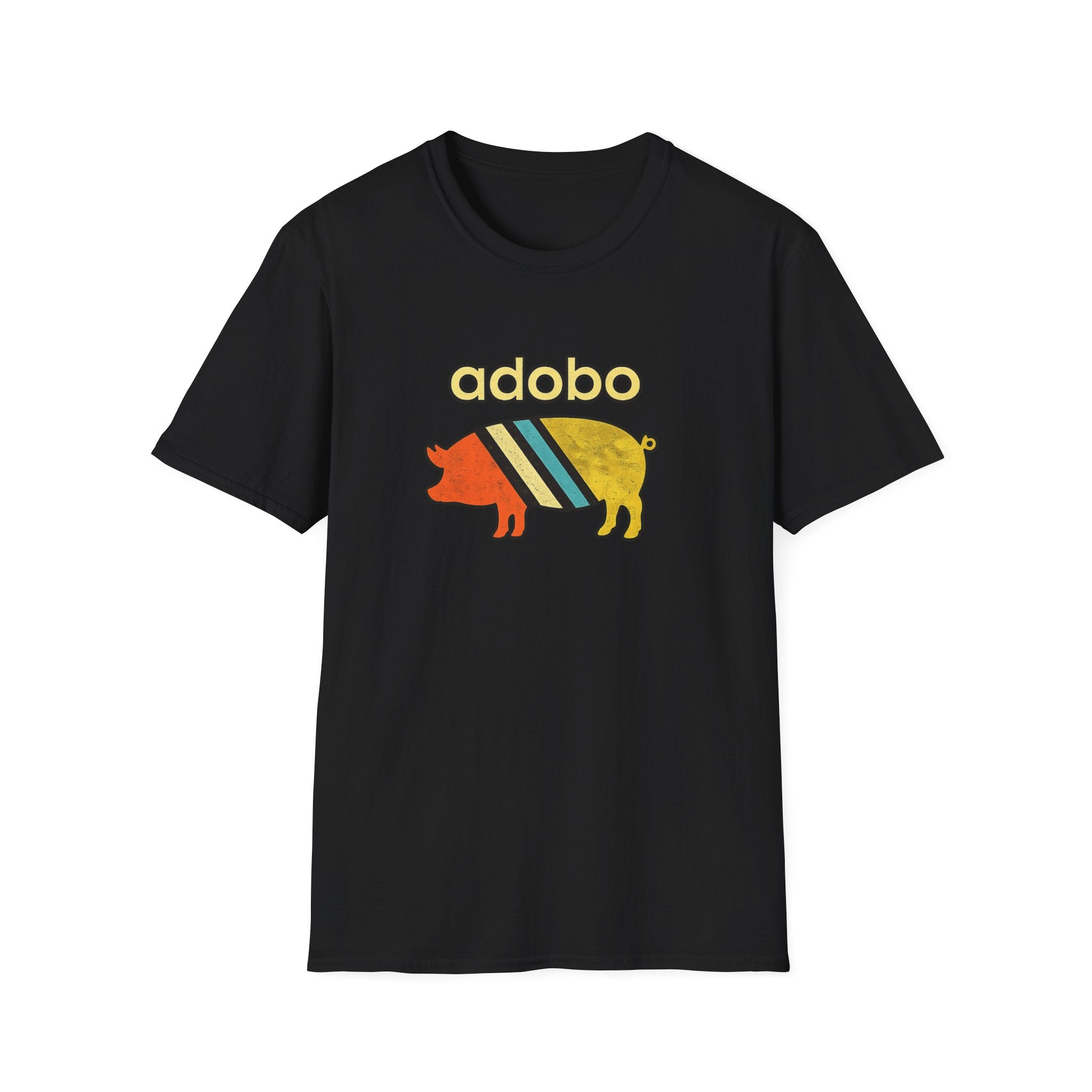 Adobo Pig Retro Black Tee — Filipino Food Lover Vintage Graphic T-Shirt