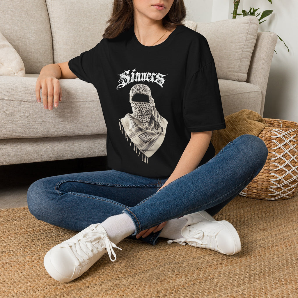 Sinners Graphic Tee — Vintage Gothic Masked Figure T-Shirt