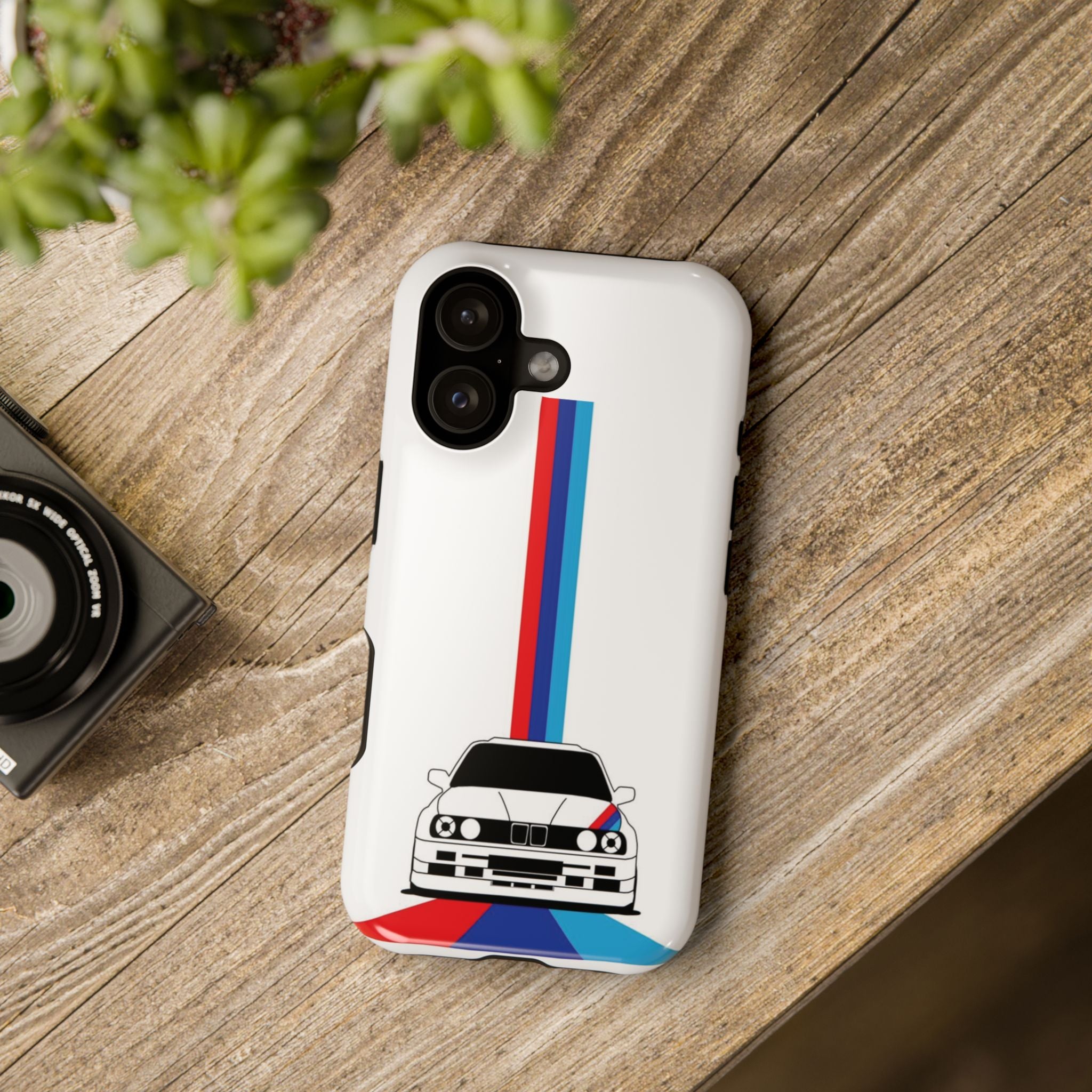 Phone Case — Retro Racing BMW Stripe Design (Impact-Resistant)