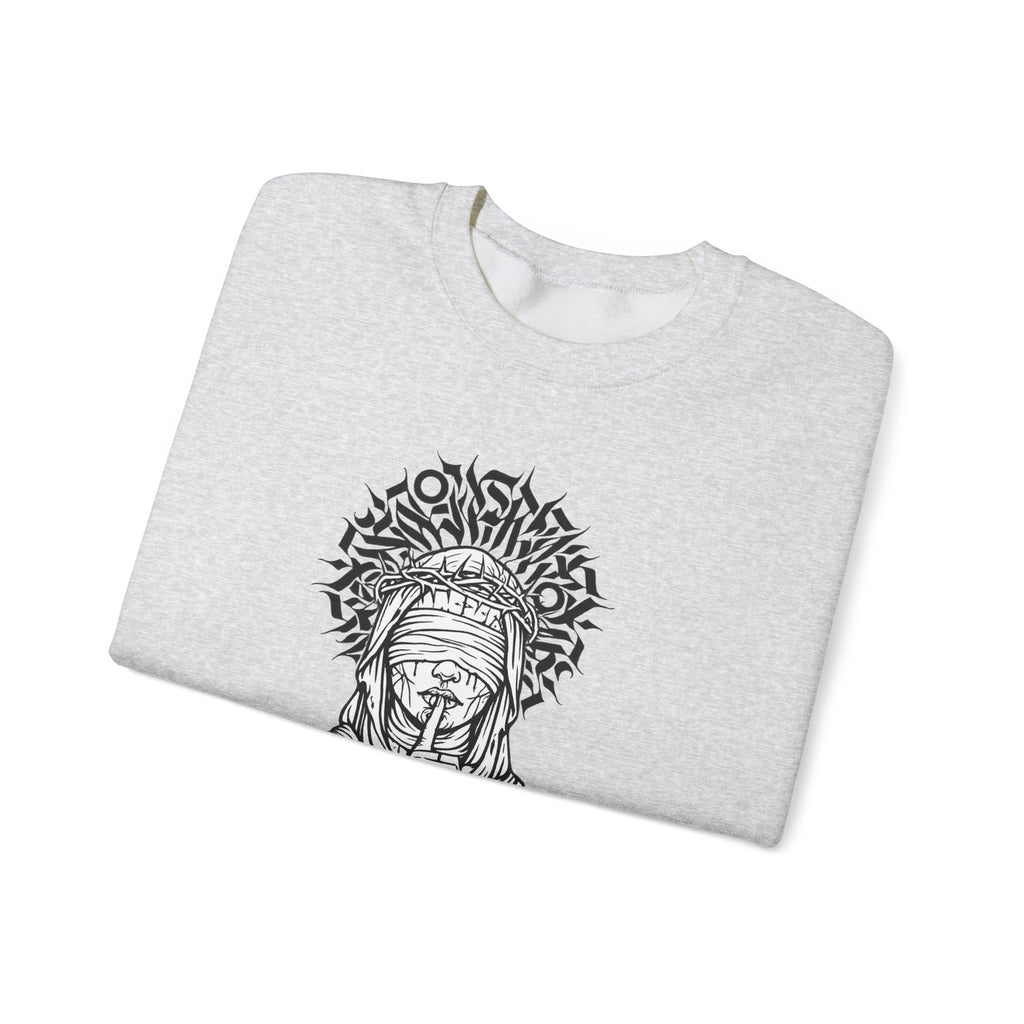 Shh… Angel Graphic Sweatshirt — Gothic Guardian Crewneck