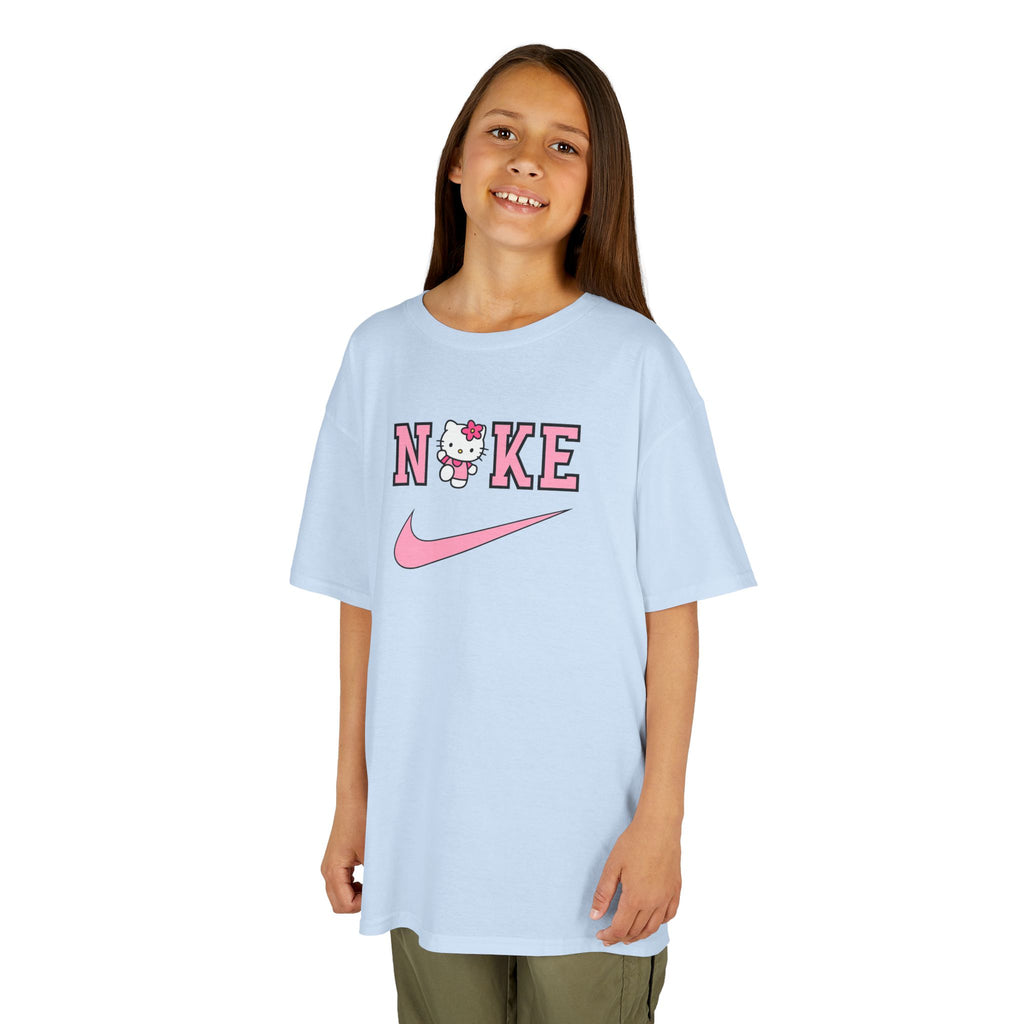 Kids T‑Shirt — Pink 'NIKE' Kitty Logo Tee