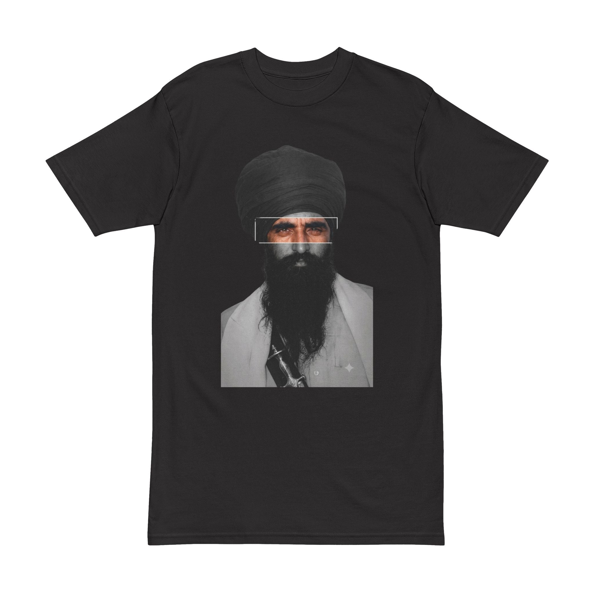 Sant Jarnail Singh Khalsa Bhindrawale Graphic Tee — Black & White Turban Portrait T-Shirt