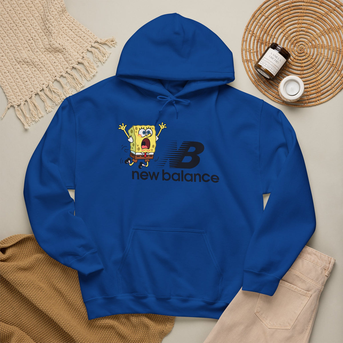 SpongeBob x New Balance Graphic Hoodie — Retro Cartoon Logo Pullover