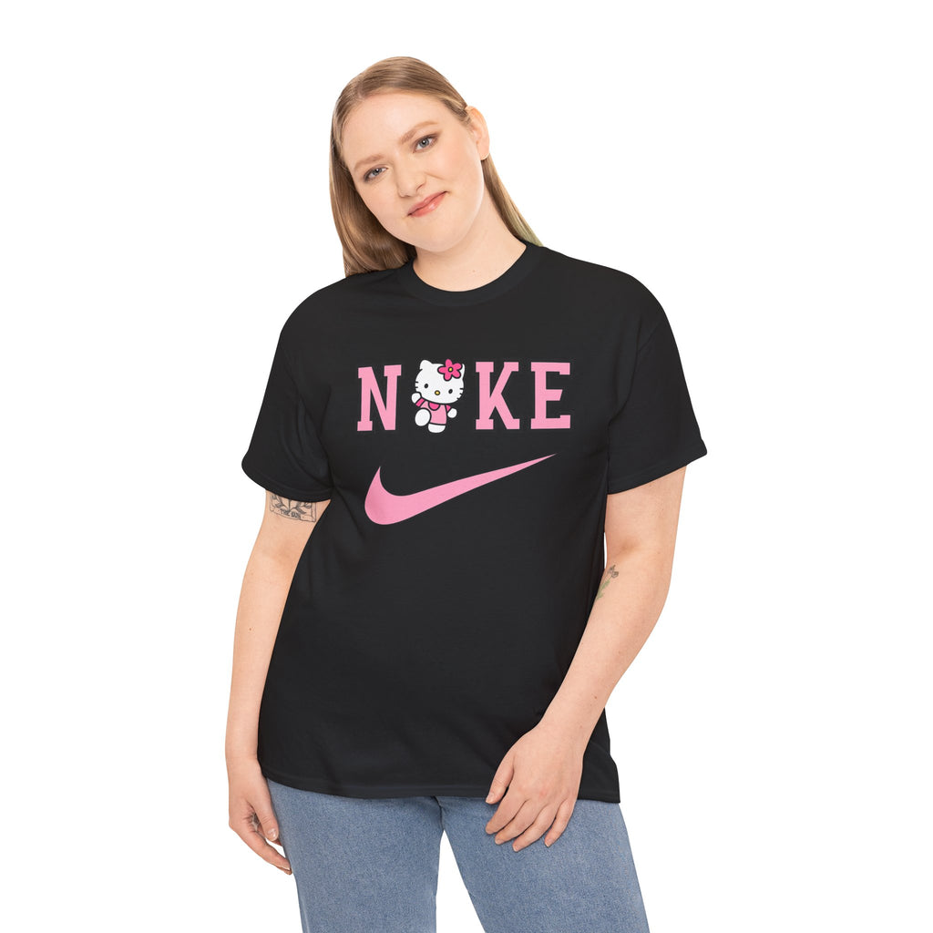 Hello Kitty x Pink Swoosh Tee — "NIKE" Parody Graphic T‑Shirt