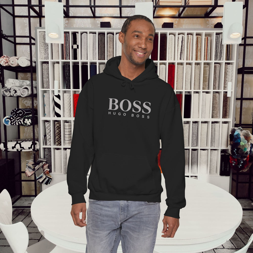 Boss Hoodie — Minimal 'BOSS' Front with Neon Anime Back Graphic