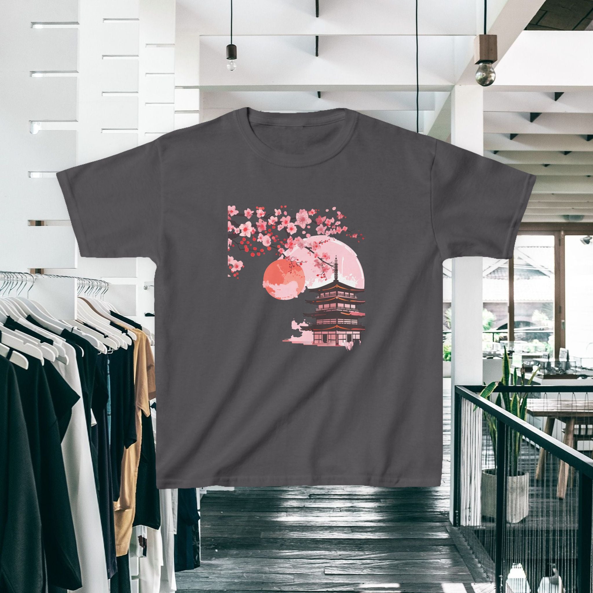 Kids Tee — Sakura Cherry Blossom Pagoda Japan Graphic (Spring Festival)