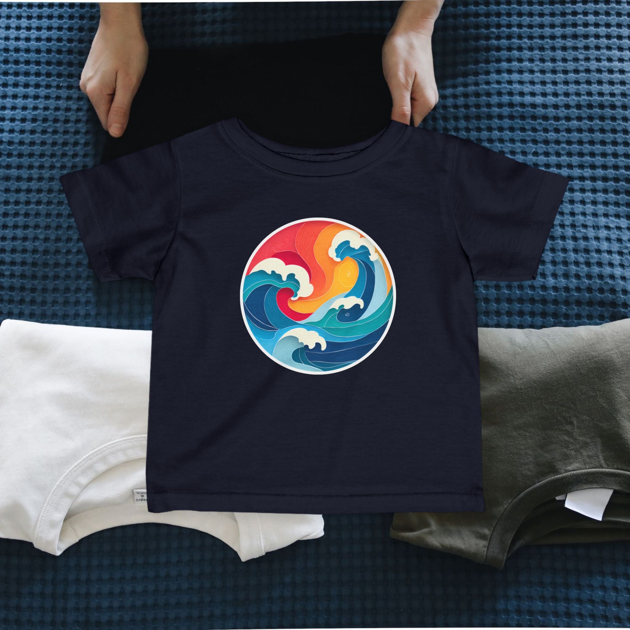 Infant Tee — Colorful Ocean Wave Circle Graphic Baby Shirt