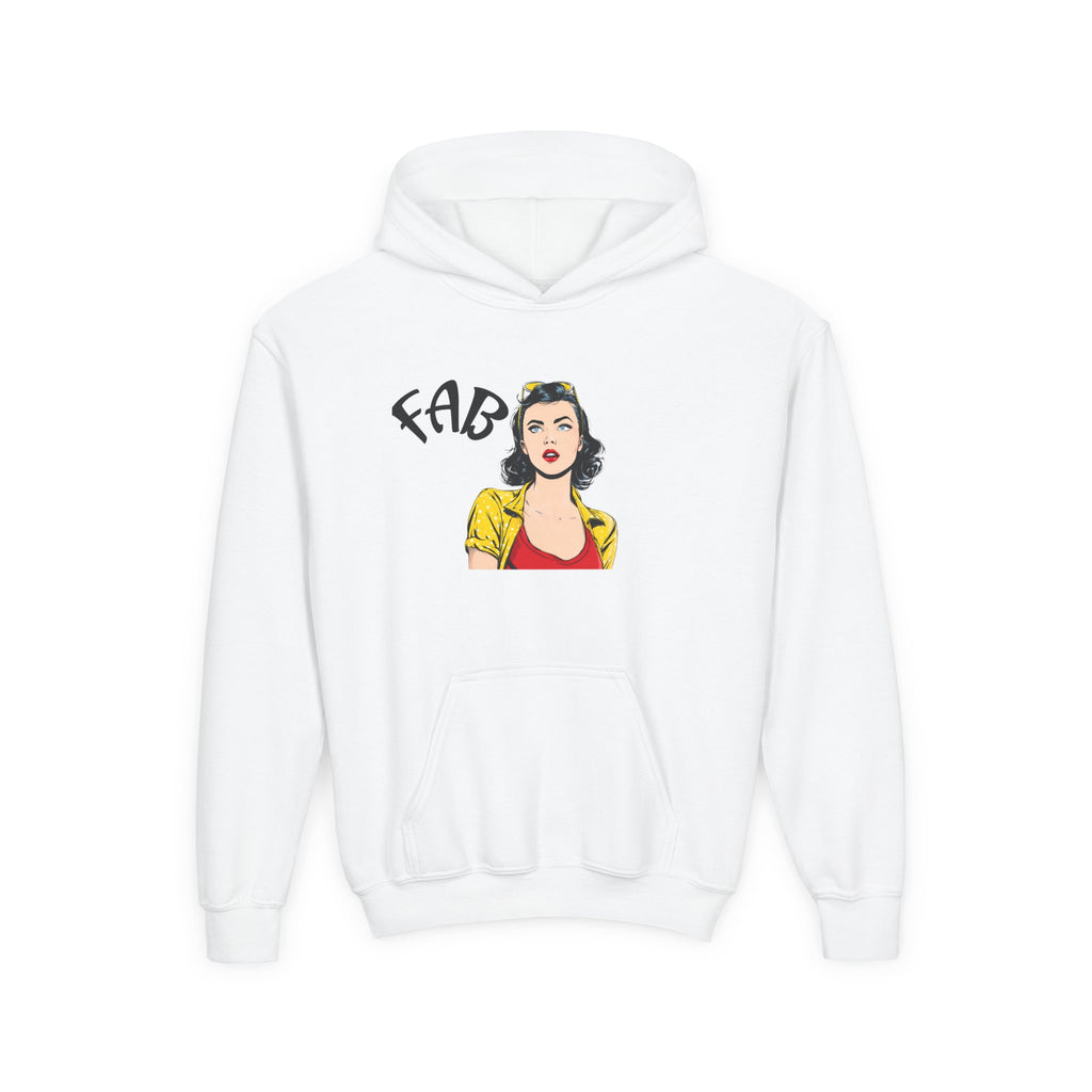 Fab Retro Pop Art Youth Hoodie — 'FAB' Vintage Comic Girl Sweatshirt