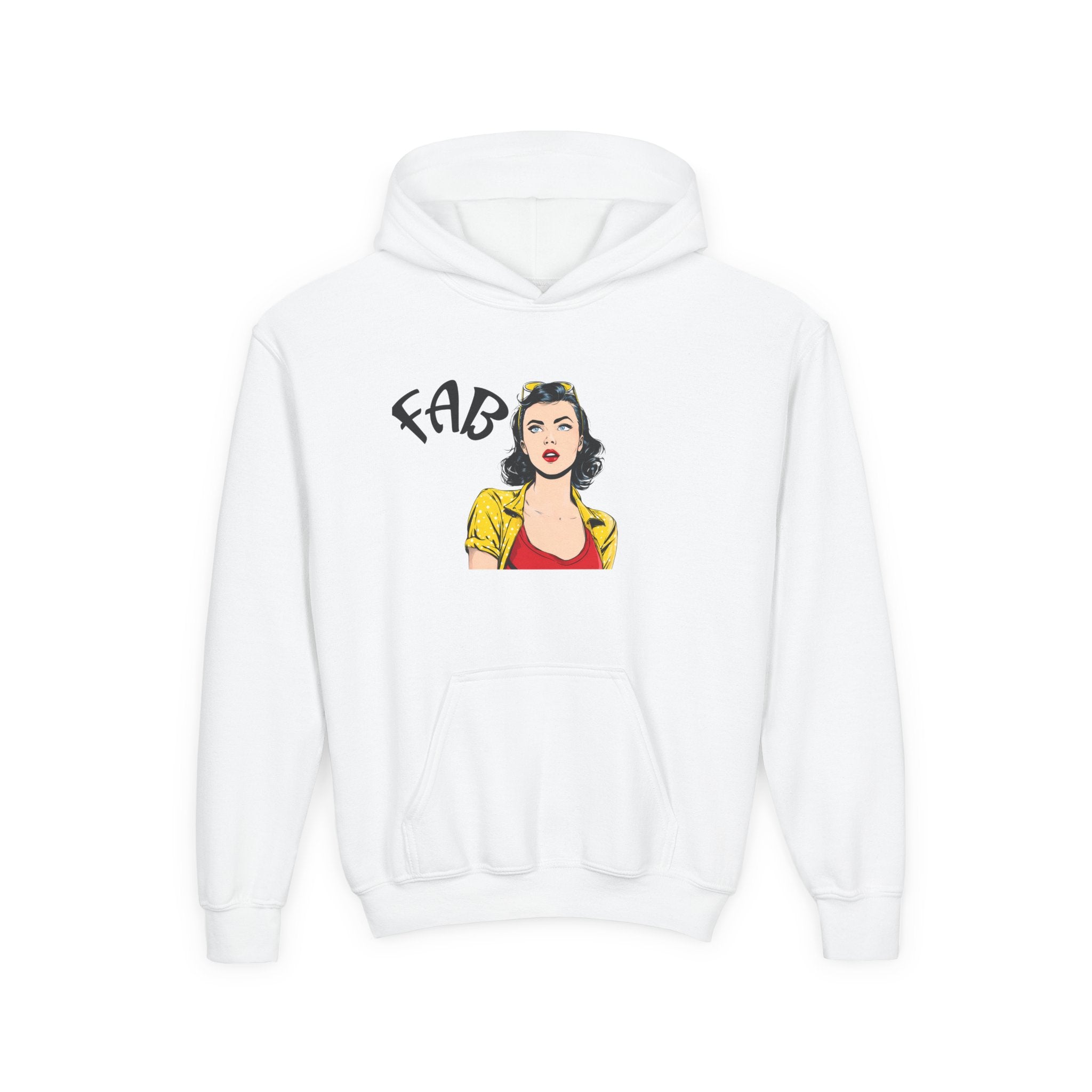 Fab Retro Pop Art Youth Hoodie — 'FAB' Vintage Comic Girl Sweatshirt
