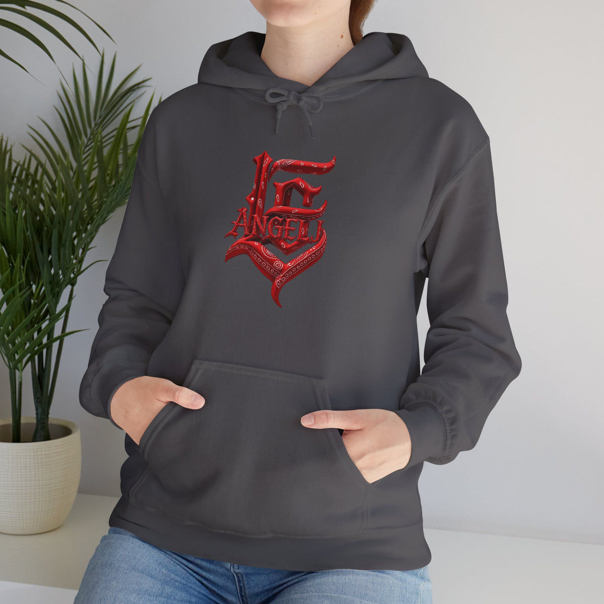 Angel Hoodie — Gothic Red Lettering Streetwear Hoodie
