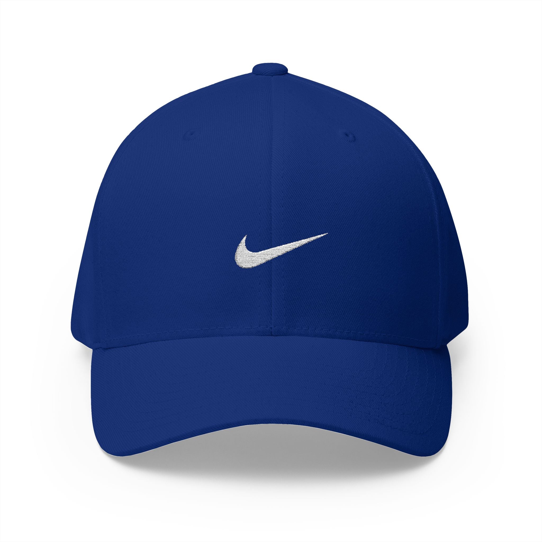 Nike white logo Embroidered Swoosh Cap — Closed-Back Structured Baseball Hat