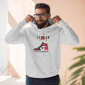 Jordan Sneaker Graphic Hoodie — Retro Red & Black Air Shoe Design