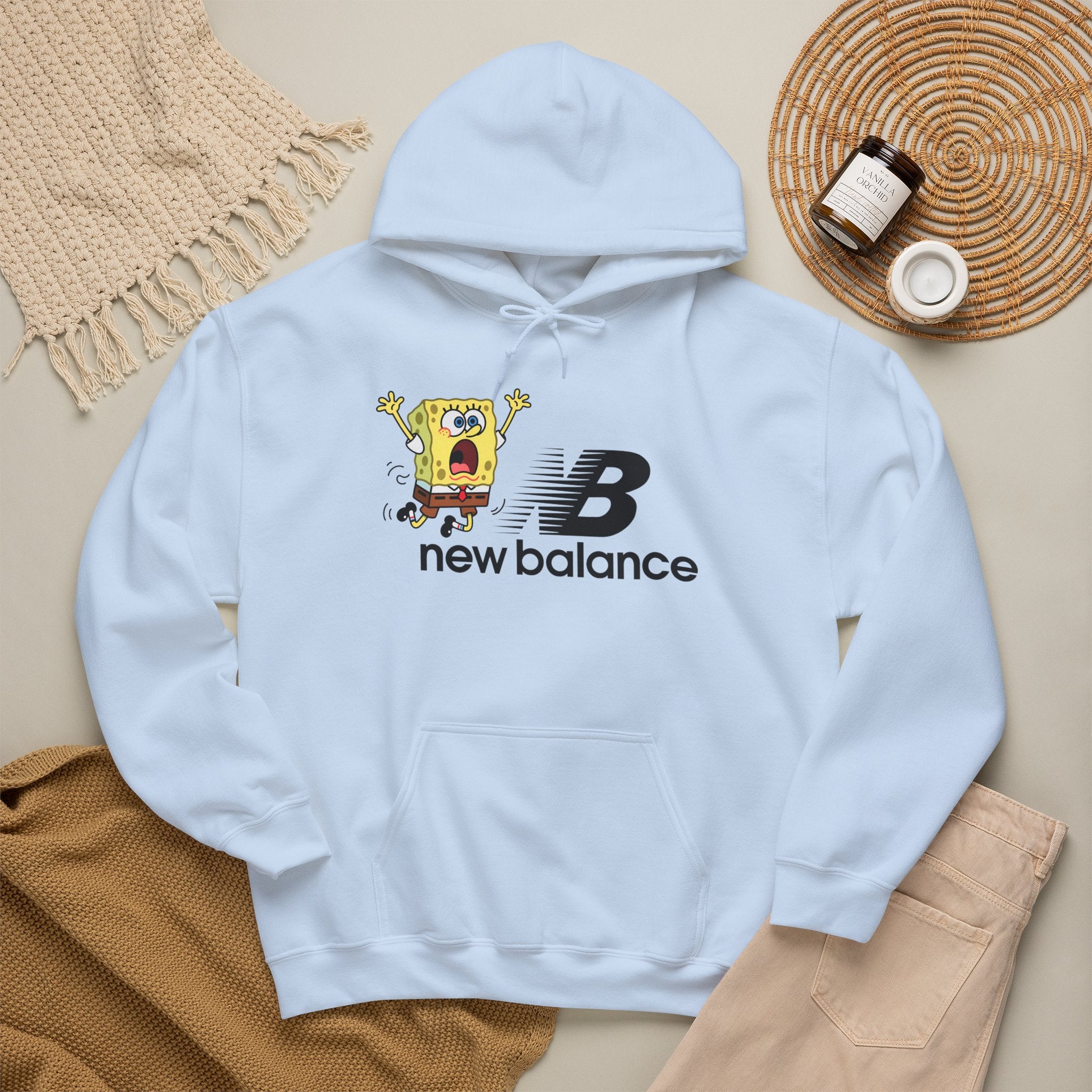 SpongeBob x New Balance Graphic Hoodie — Retro Cartoon Logo Pullover