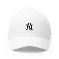 Embroidered NY Logo Cap — White Structured Closed-Back Baseball Hat