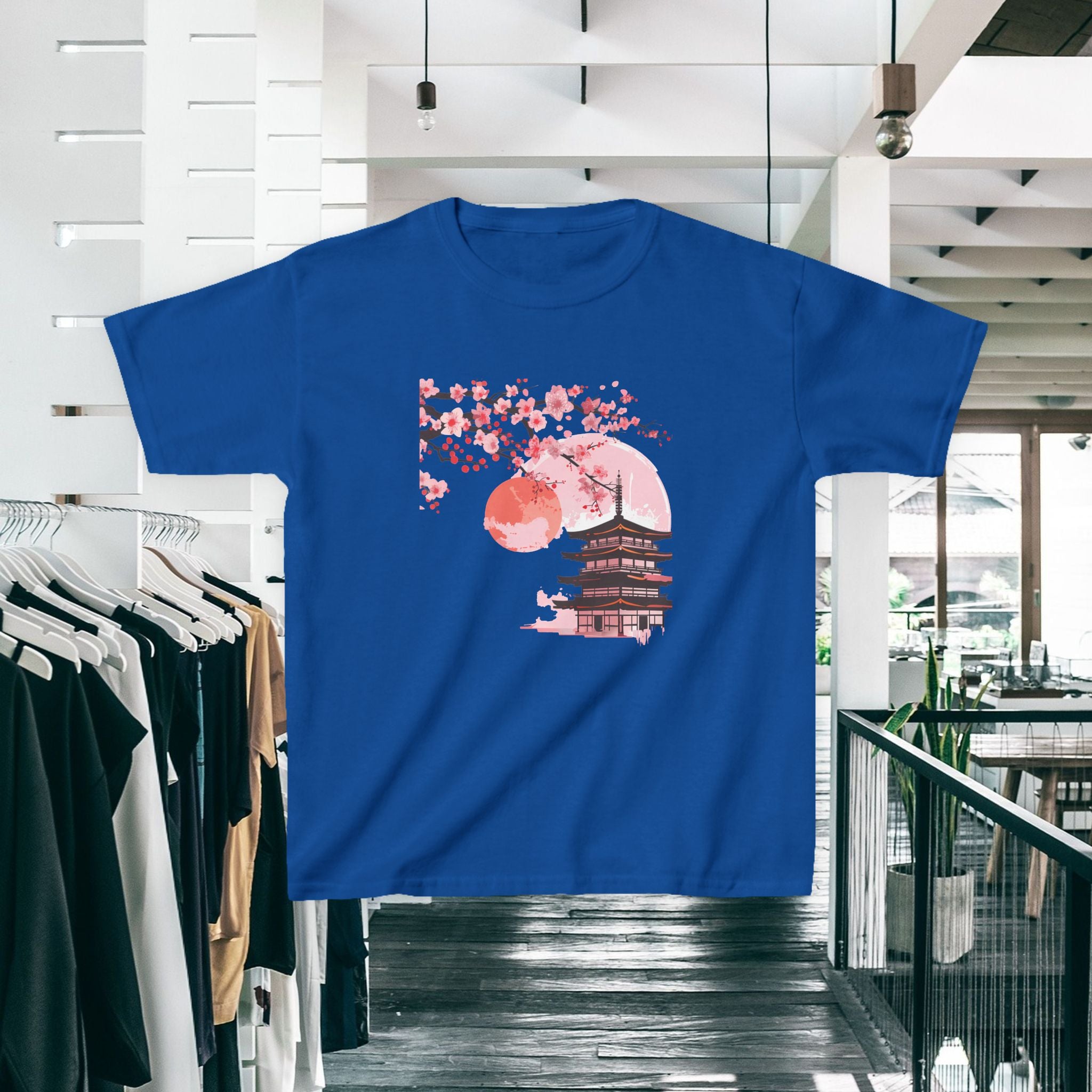 Kids Tee — Sakura Cherry Blossom Pagoda Japan Graphic (Spring Festival)