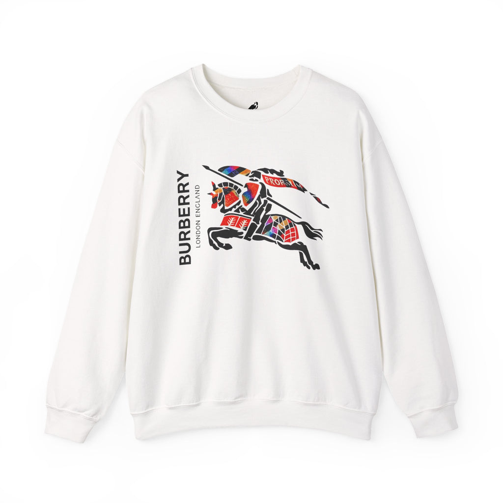 Crewneck Sweatshirt — Vintage Burbury Plaid Knight Graphic