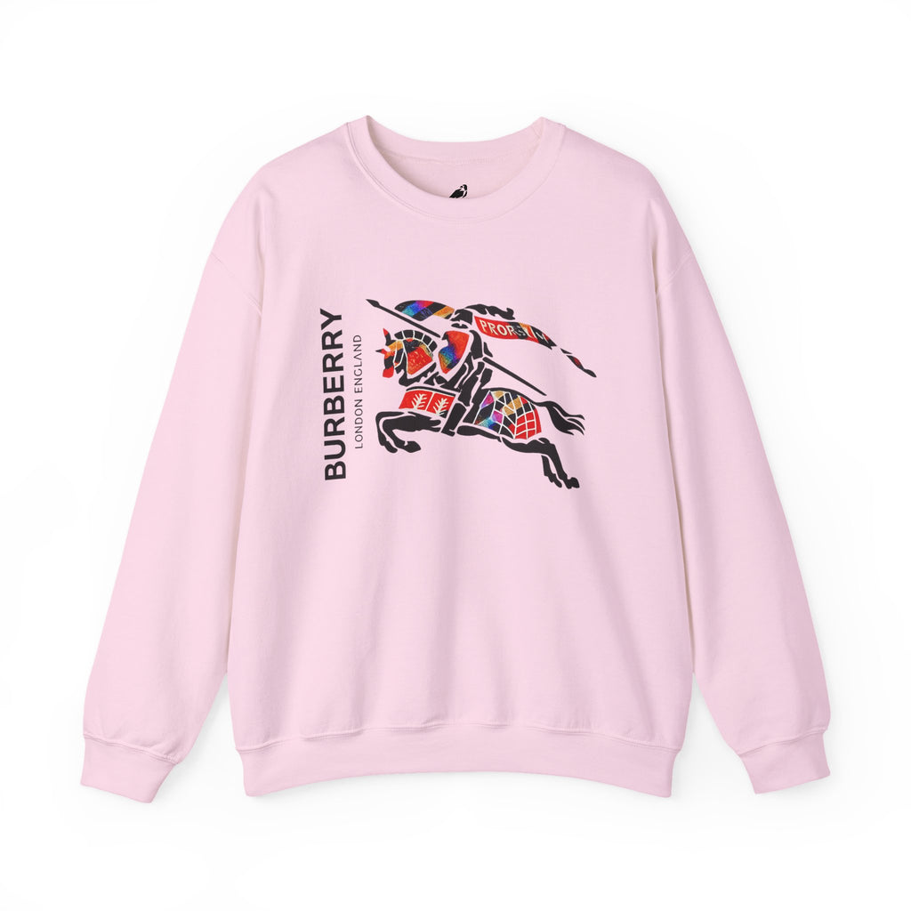 Crewneck Sweatshirt — Vintage Burbury Plaid Knight Graphic