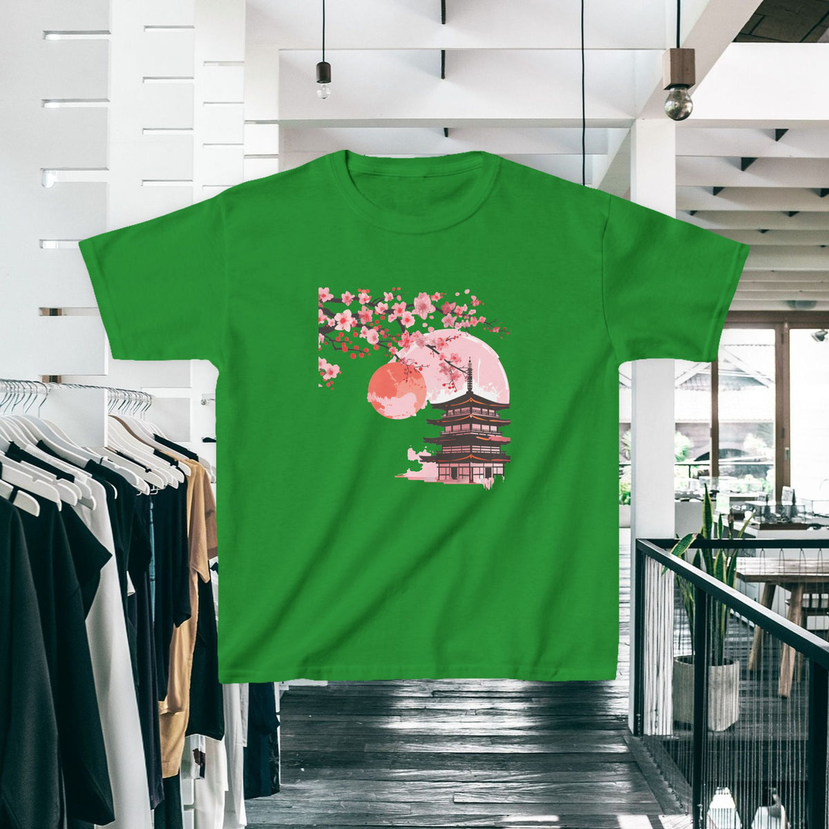Kids Tee — Sakura Cherry Blossom Pagoda Japan Graphic (Spring Festival)