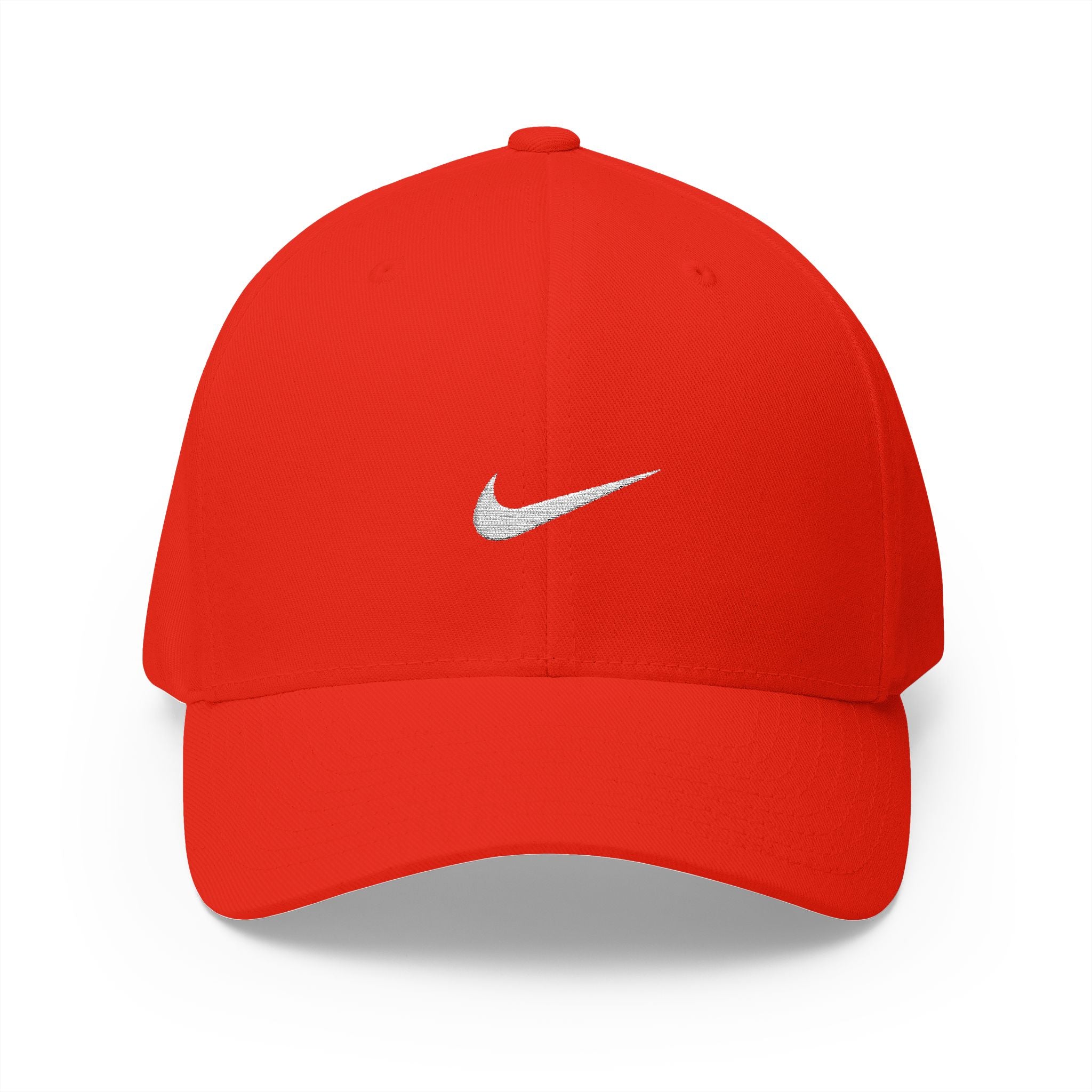 Nike white logo Embroidered Swoosh Cap — Closed-Back Structured Baseball Hat