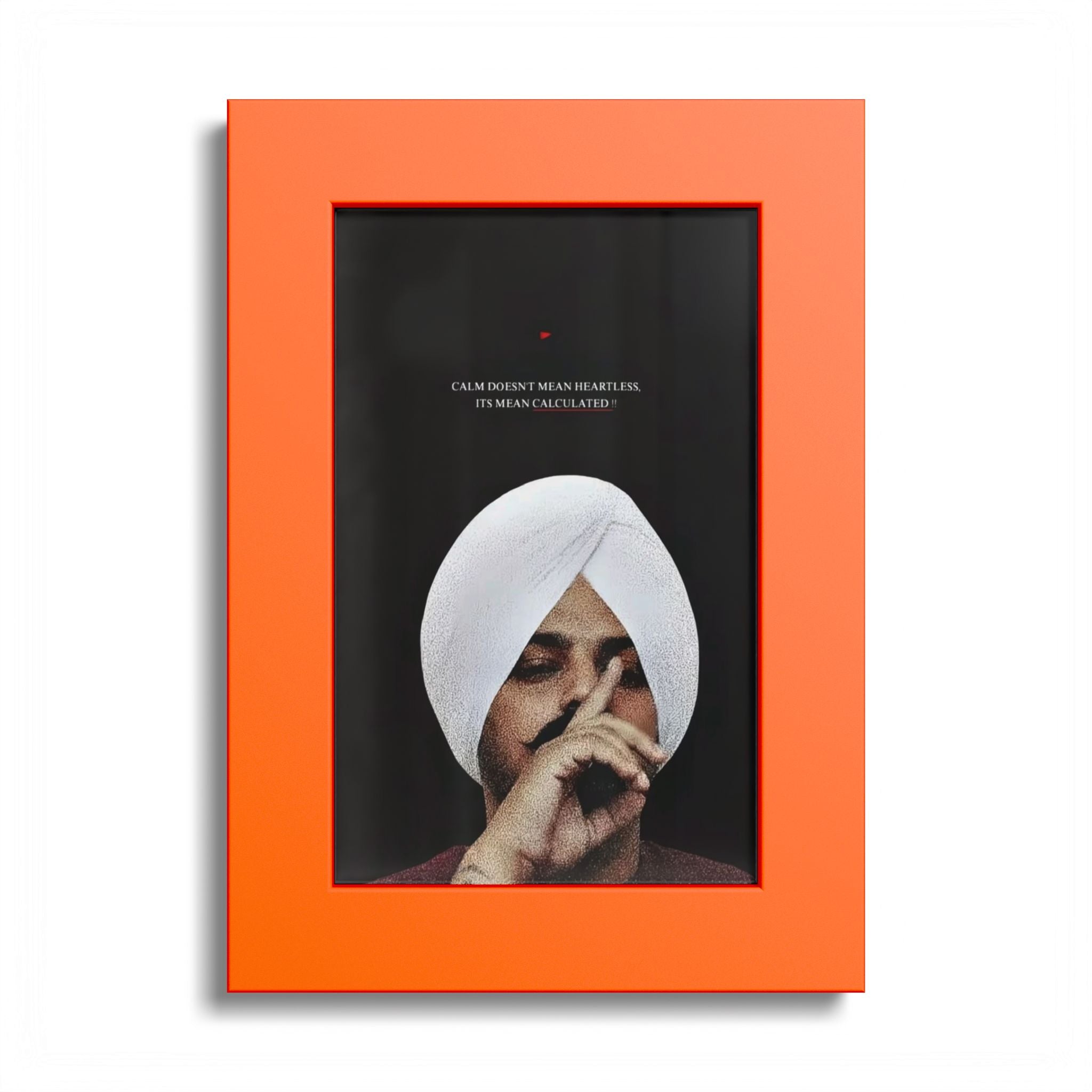 Colored Frame Poster SIDHU MOOSEWALA — Moody Portrait Wall Art with White Turban (Quote Accent)