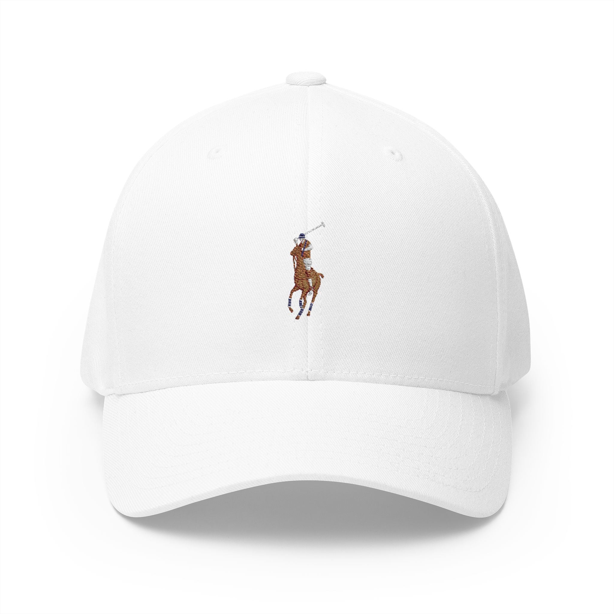 Polo Player Cap — Classic White Structured Baseball Hat