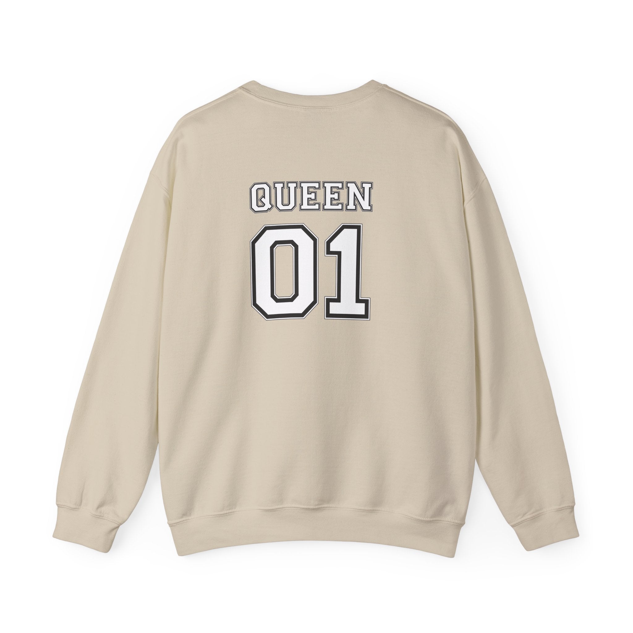 Queen Sweatshirt — 'Queen 01' Crewneck for Women (Regal Card Design)