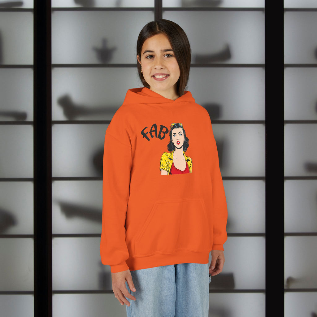Fab Retro Pop Art Youth Hoodie — 'FAB' Vintage Comic Girl Sweatshirt