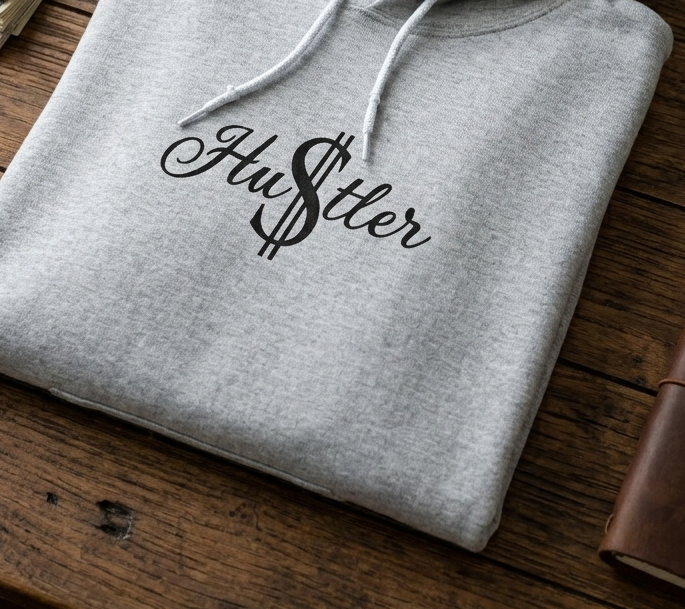 Hoodie - 'Hustler' Script Front & 'I Saw That' Back Graphic