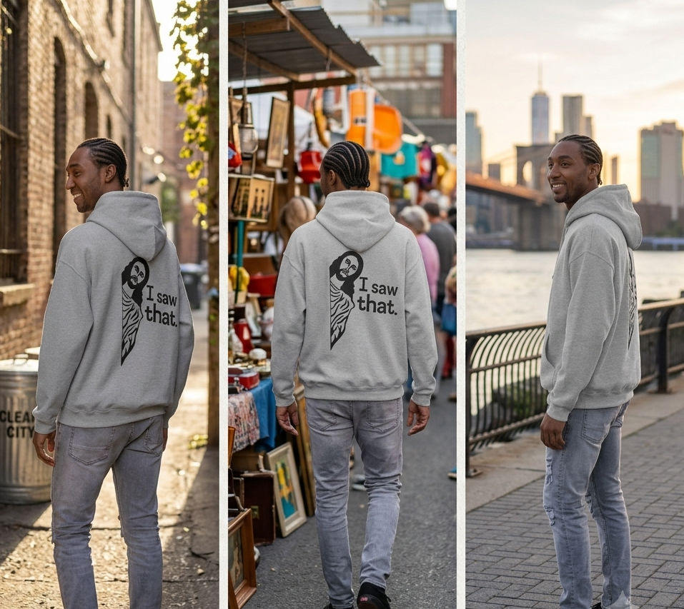Hoodie - 'Hustler' Script Front & 'I Saw That' Back Graphic