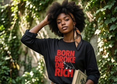 Born Broke Die Rich Cotton Long Sleeve Tee